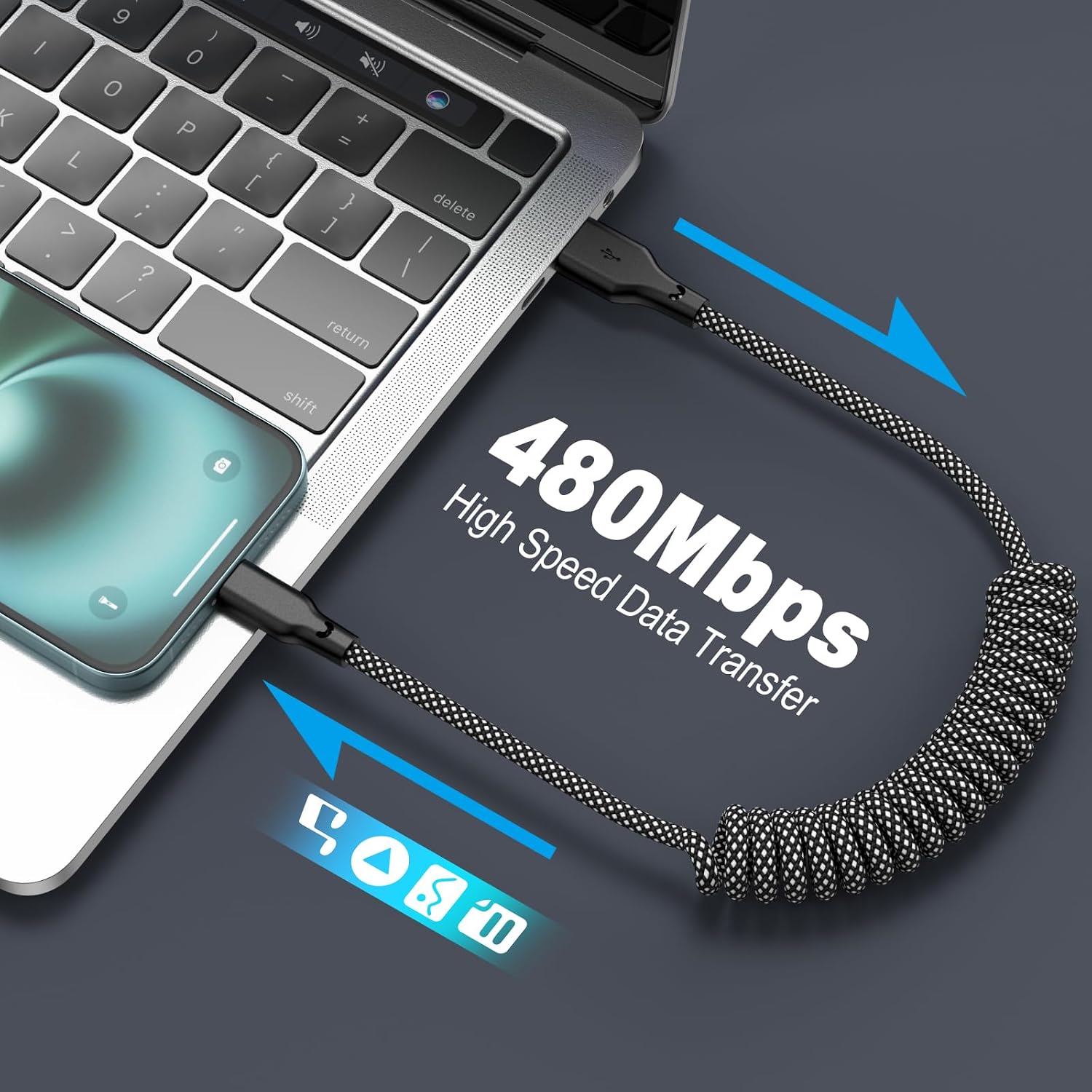 Thumbnail 6 de Eettvekd Coiled USB-C Car Charger 2-Pack