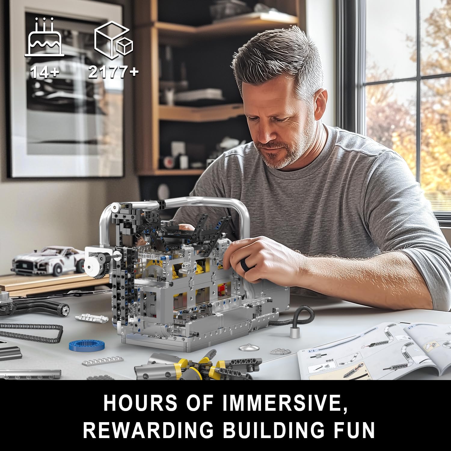 Thumbnail 5 de Mould King 10214 – Kit de construction Technic à moteur rotatif (2177 pièces) modèle fonctionnel STEM