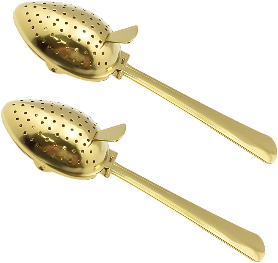 Detalle de Tea Infuser, 2PCS Long Handle Tea Strainers with Fine Holes 304 Stainless Steel Spoon Shape Filters for Teapots Cups Mugs