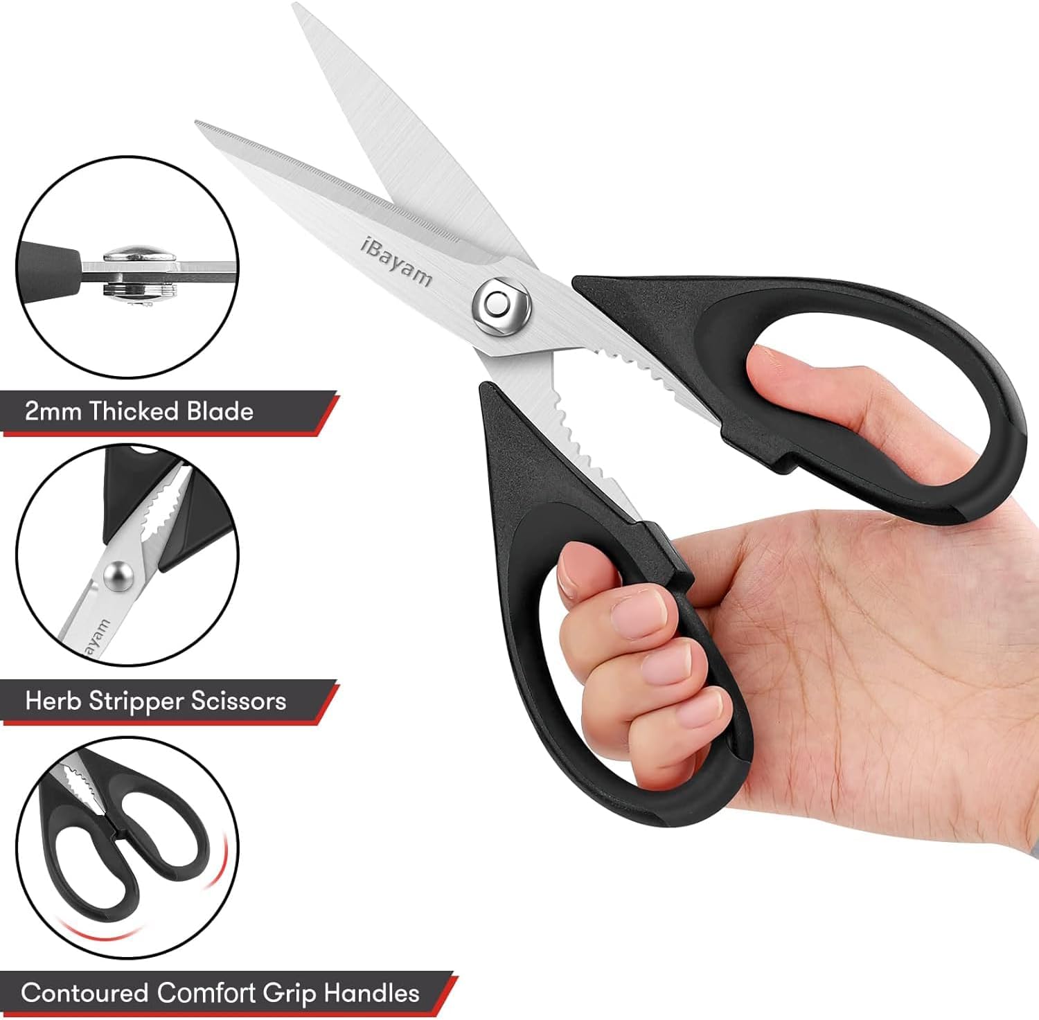 Detalle de iBayam 2 Pack All Purpose Kitchen Scissors Shears – Heavy Duty with Blade Covers