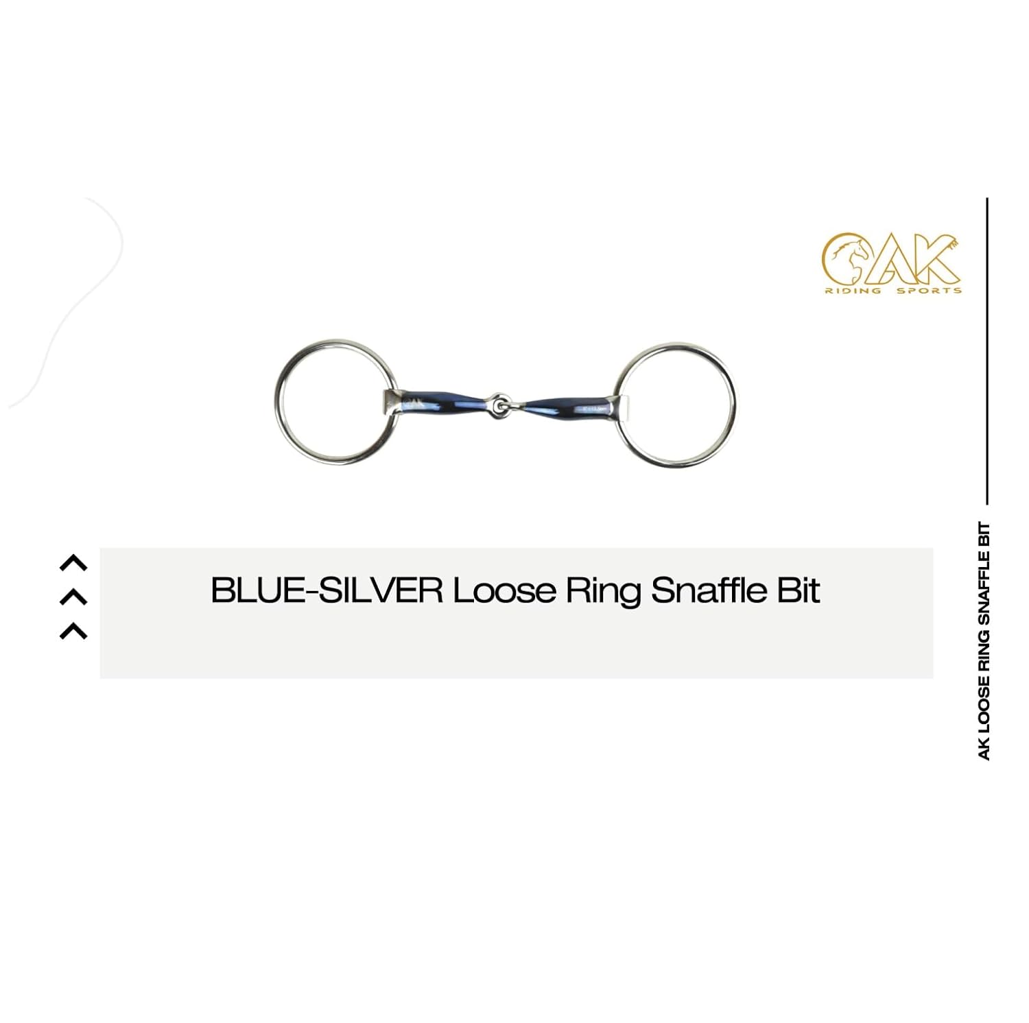Detalle 2 de AK Loose Ring Snaffle with Sweat Iron and Curved Mouthpiece (5.25in, Blue-Silver) horse riding bit