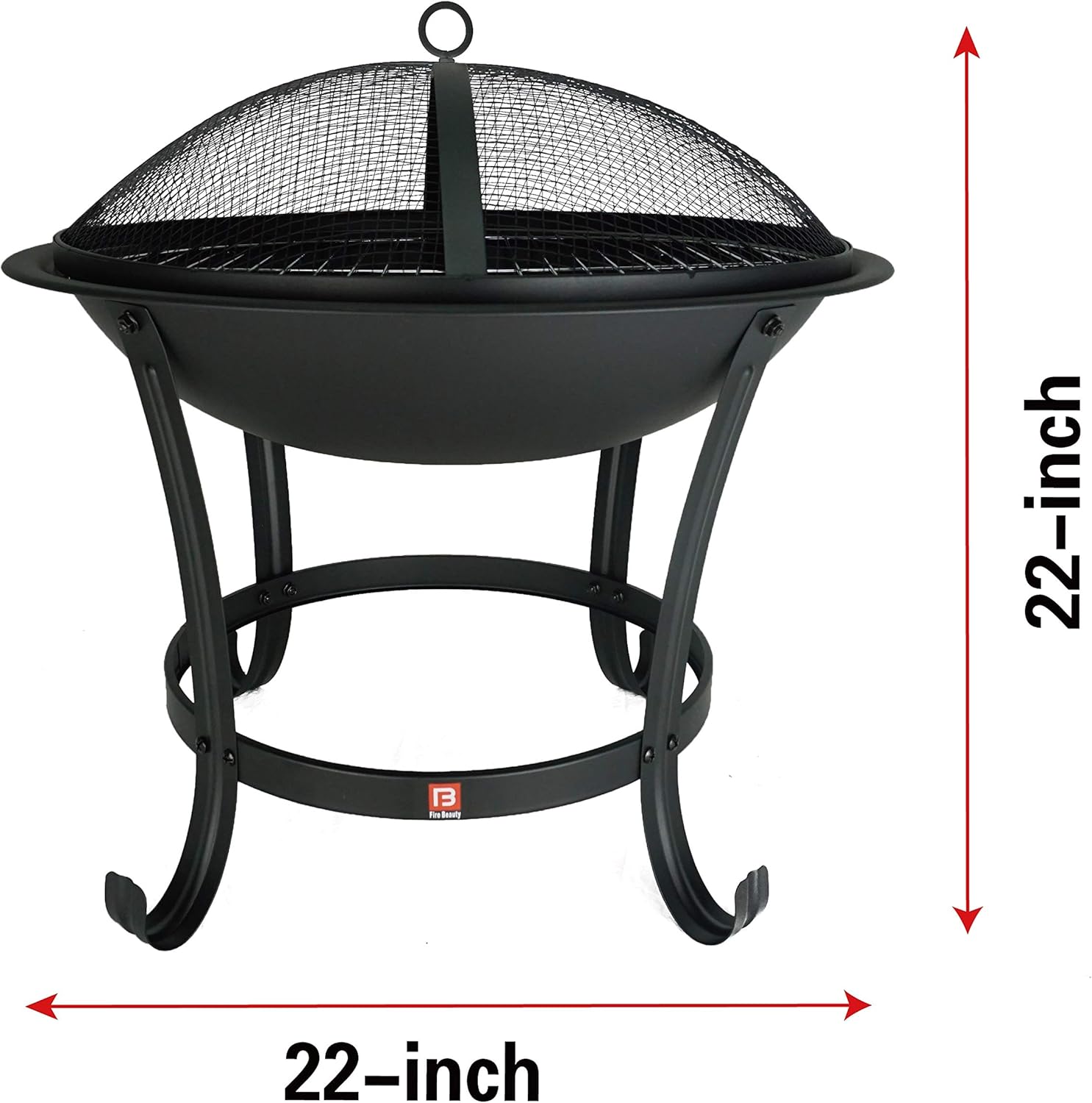 Thumbnail 4 de Fire Beauty Fire Pit BBQ Grill Pit Bowl with Mesh Spark Screen Cover and Poker