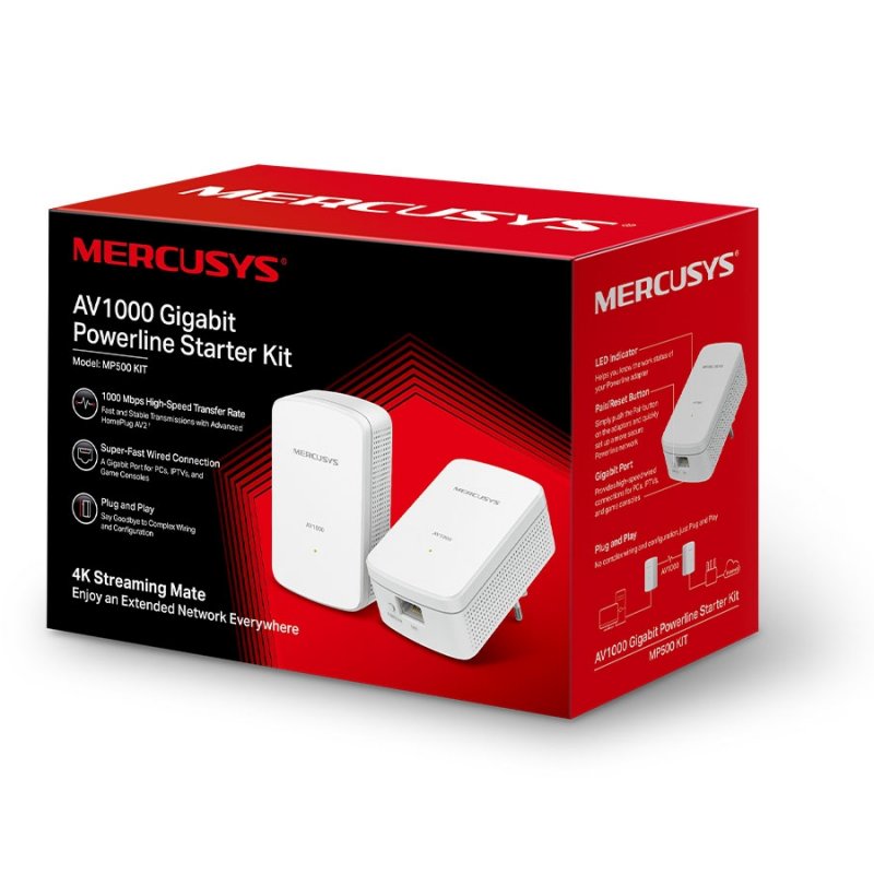 Thumbnail 2 de Mercusys MP500 KIT PLC Powerline AV1000 Gigabit: extensión de red fiable por enchufe