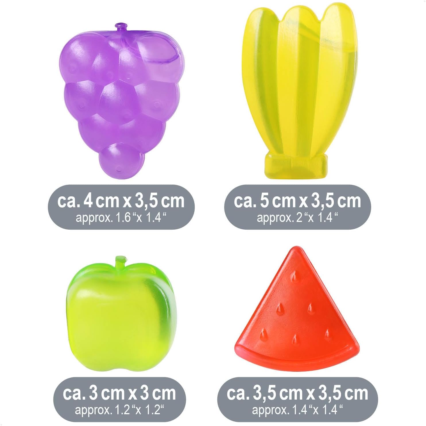 Detalle 2 de com-four wiederverwendbare Eiswürfel (120 Stück) im Früchte-Design – Party-Eiswürfel zum Kühlen von Getränken