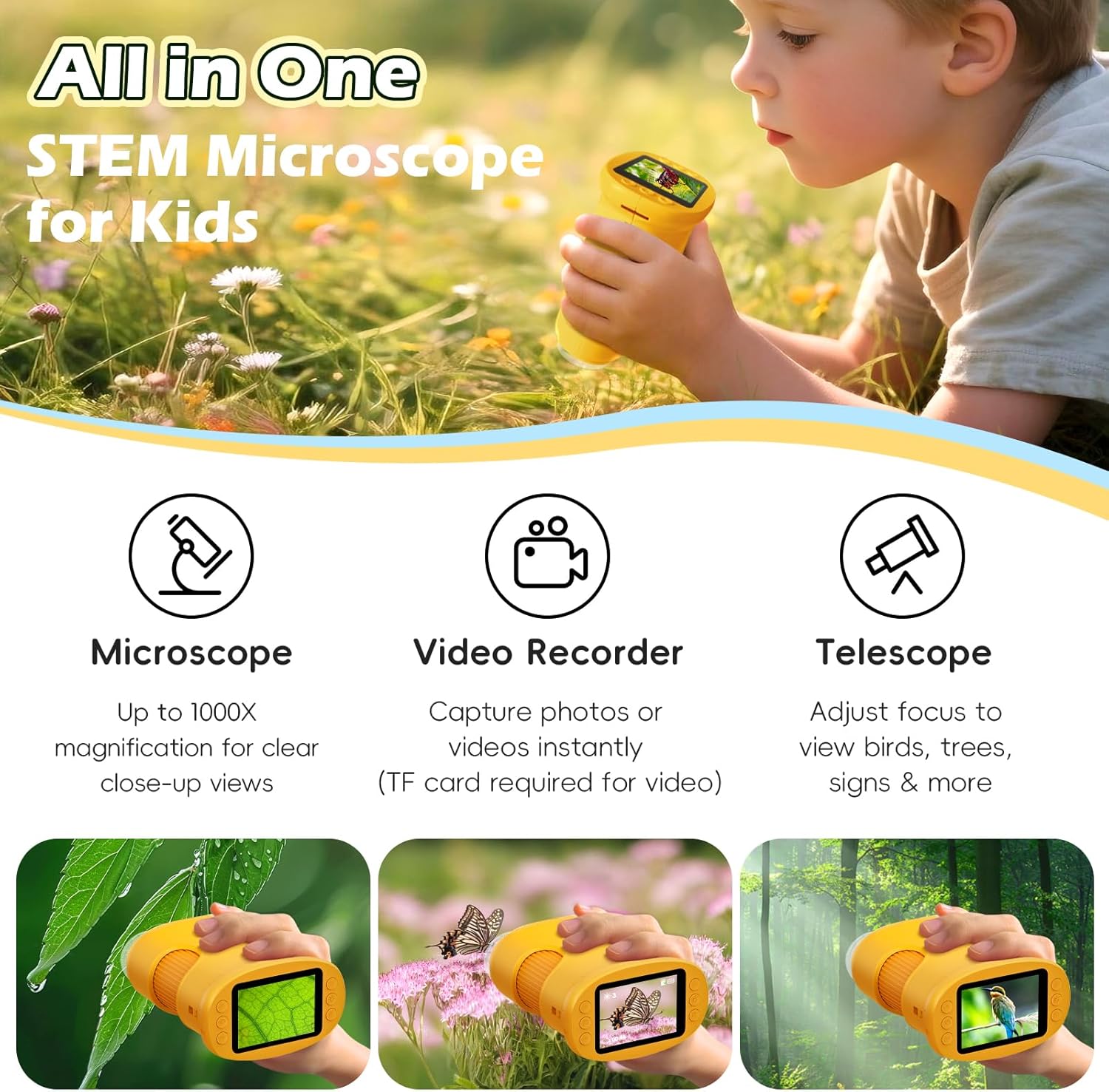 Thumbnail 1 de Alotwan Kids 1000X Digital Microscope: Handheld STEM Toy with 1080P Screen