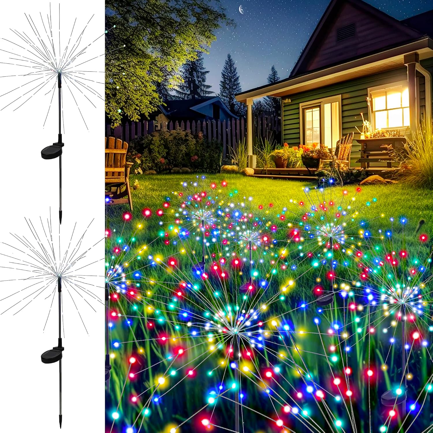 Detalle de GIGALUMI 9245 Solar Firework Lights, 120 LEDs, Multicoloured, 2-Pack