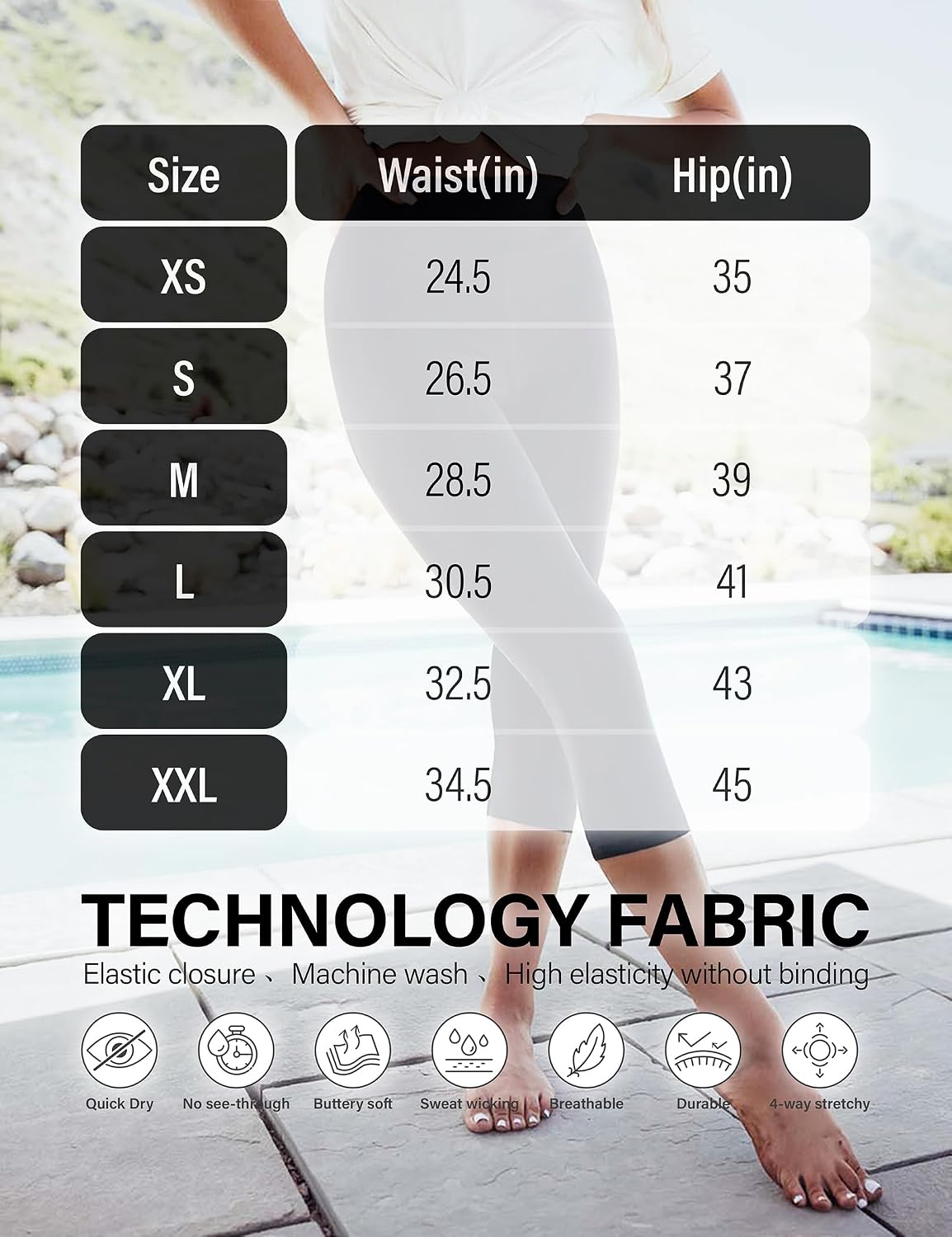 Thumbnail 6 de USAUPUP High-Waisted Capri Leggings with Pockets, Stretch Fabric