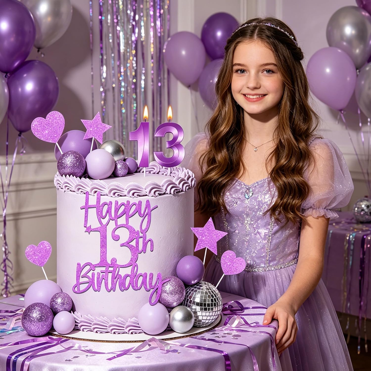 Detalle de 13th Birthday Cake Decorations, Purple