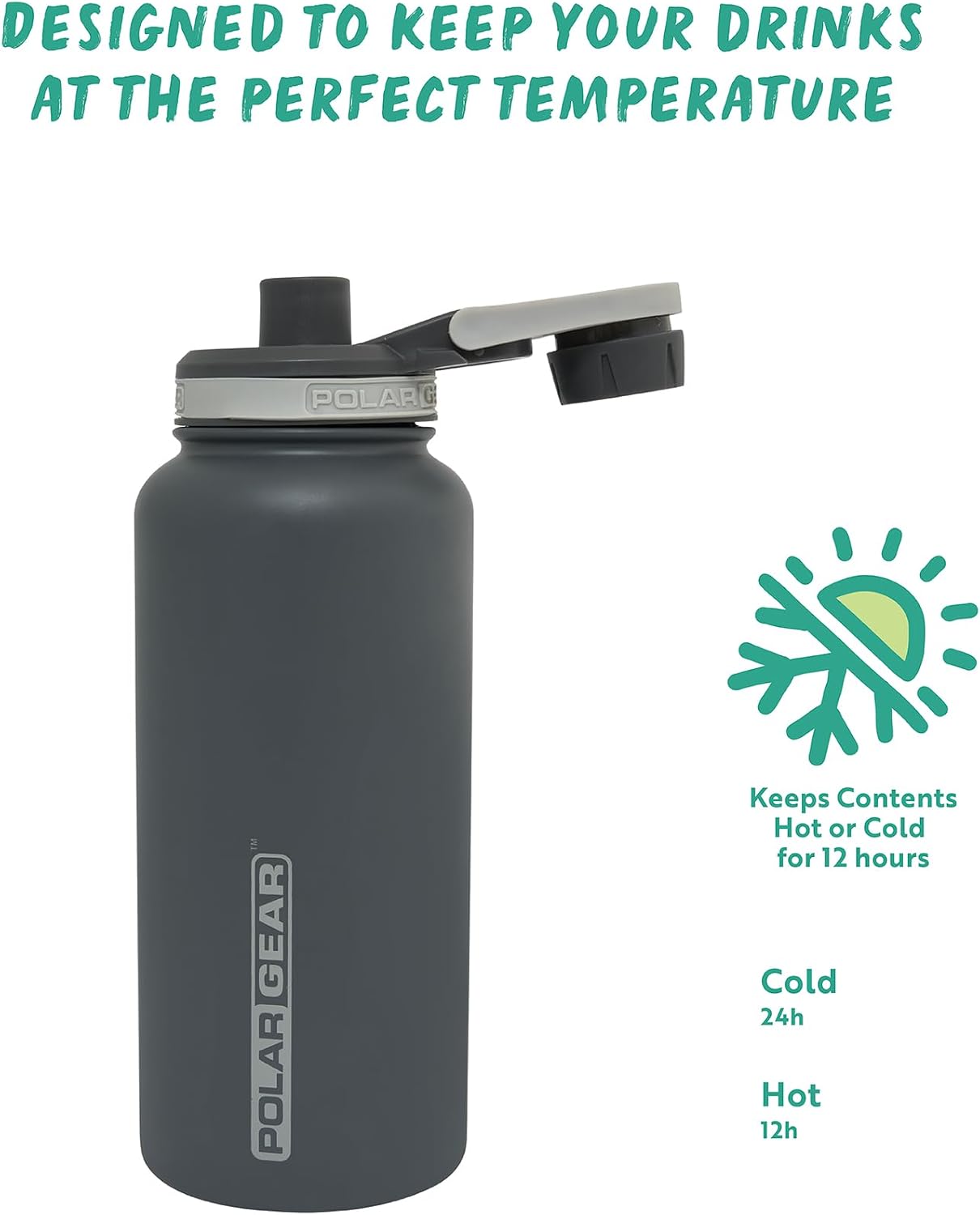 Detalle de Polar Gear Stainless Steel Water Bottle 1L (Graphite)