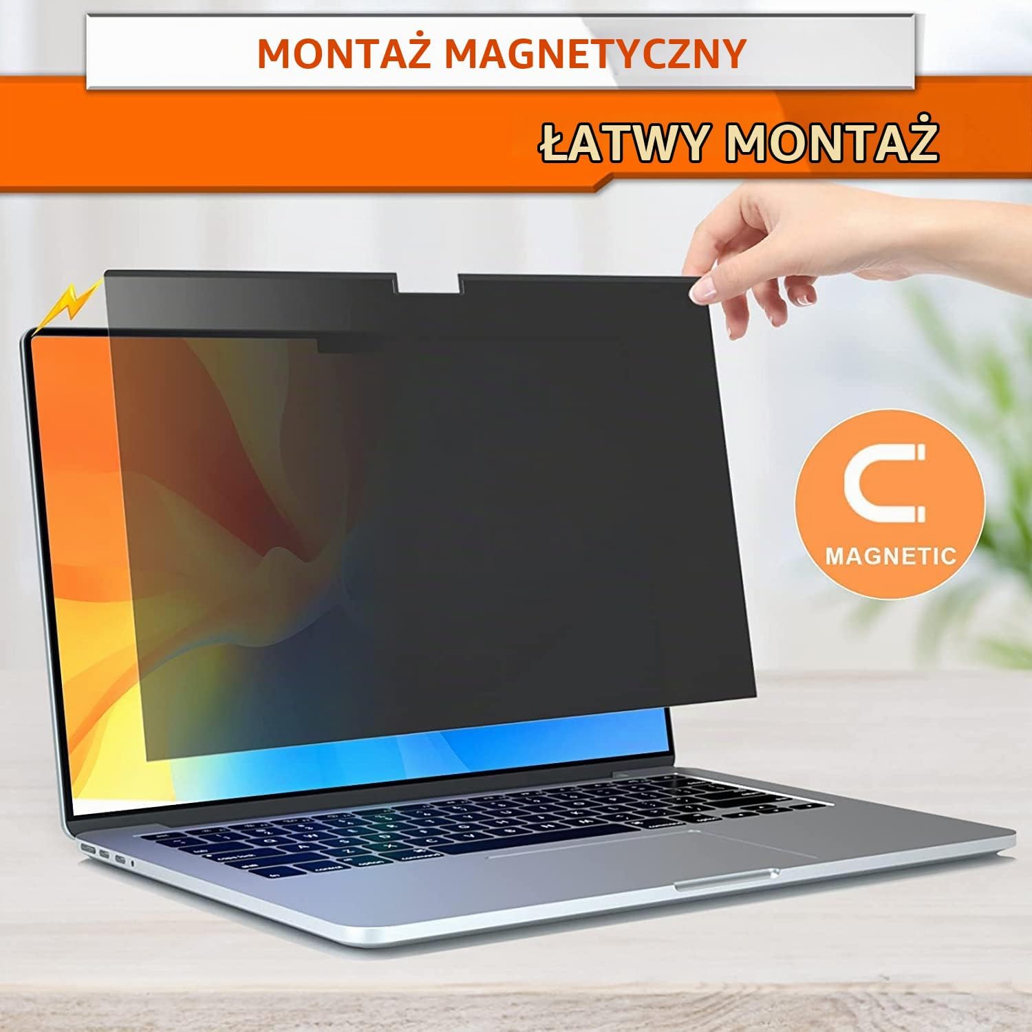 Detalle 1 de ZOEGAA osłona prywatności do MacBooka Air 15″, magnetyczna, matowa