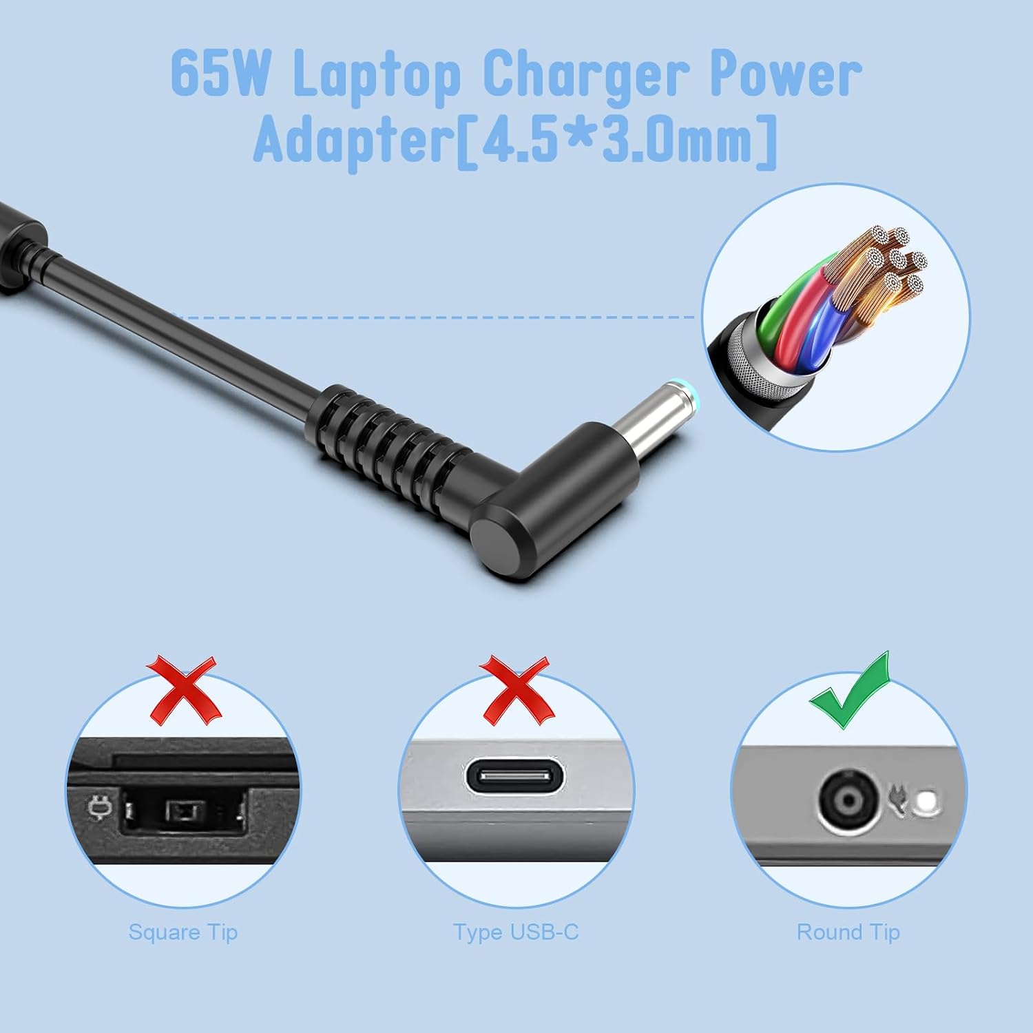 Thumbnail 3 de BIUBOTY 45W Laptop Charger — 19.5V 2.31A Replacement for HP EliteBook, Pavilion, Envy and More
