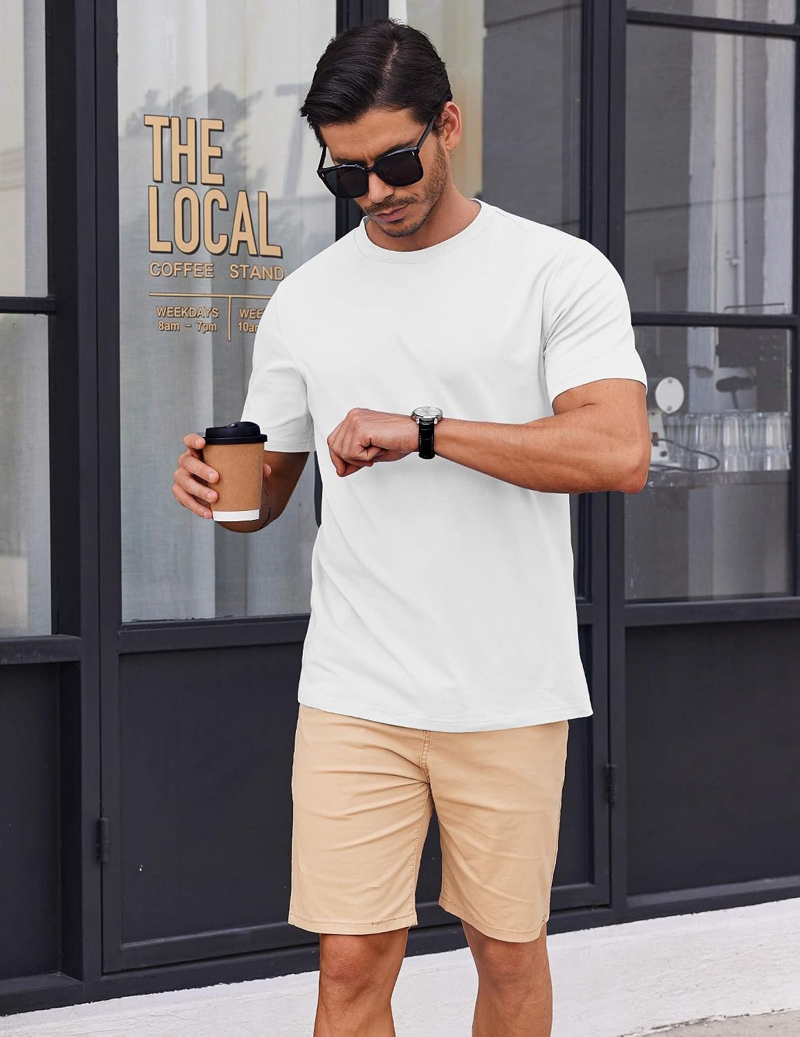 Detalle de COOFANDY Men's Short Sleeve Cotton-Blend T-Shirt — Everyday Essential