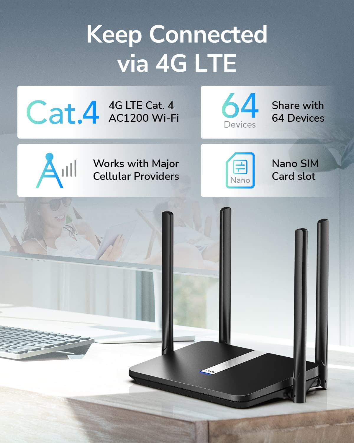 Detalle 2 de Cudy AC 1200 Mesh Router mit 4G LTE