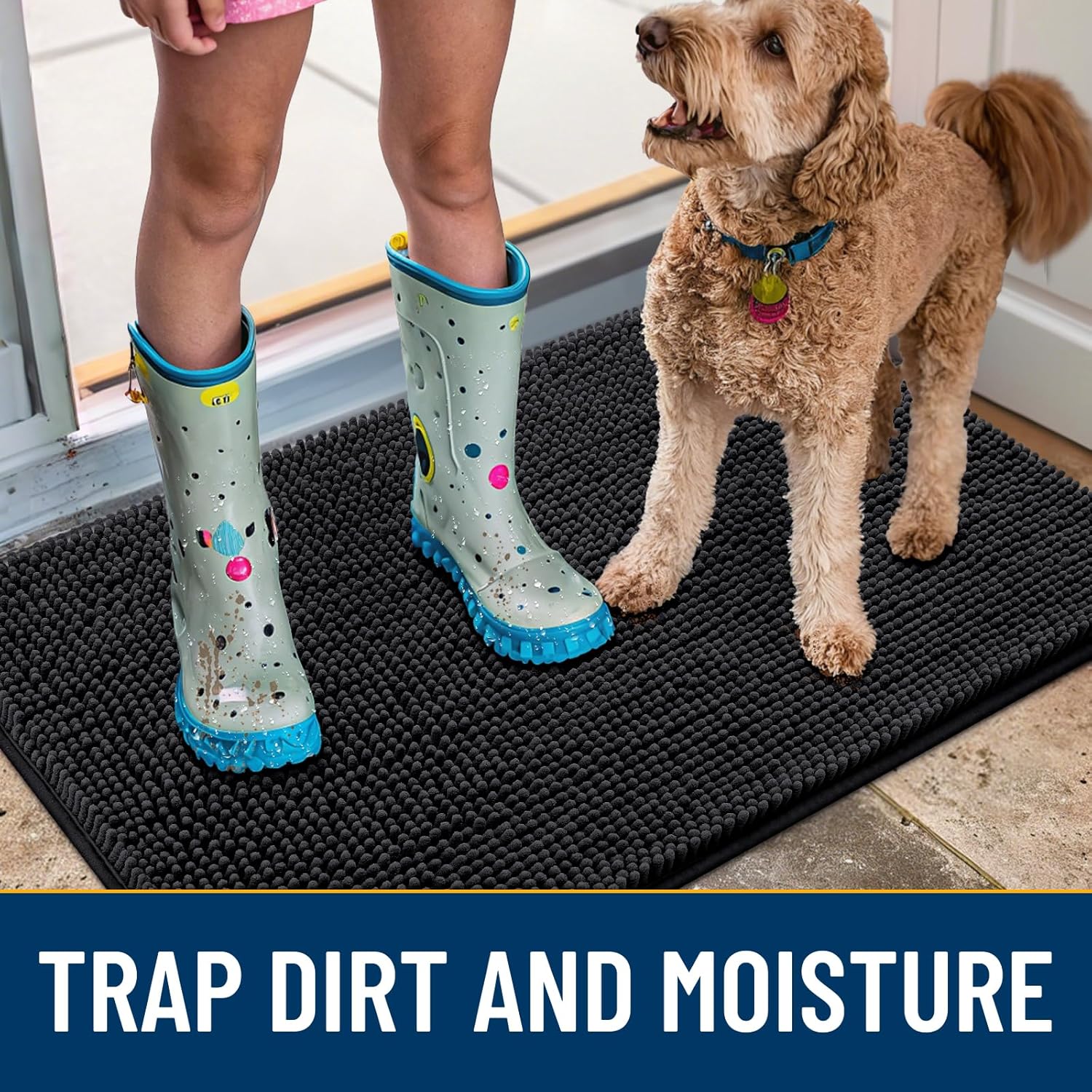 Detalle de Smiry Dog Door Mat 47x32 Absorbent Chenille
