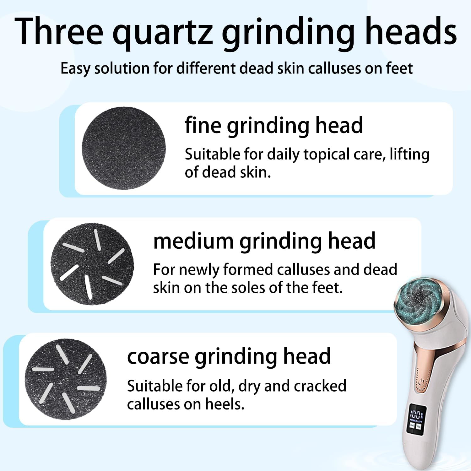 Detalle de Portable electric callus remover with 3 heads