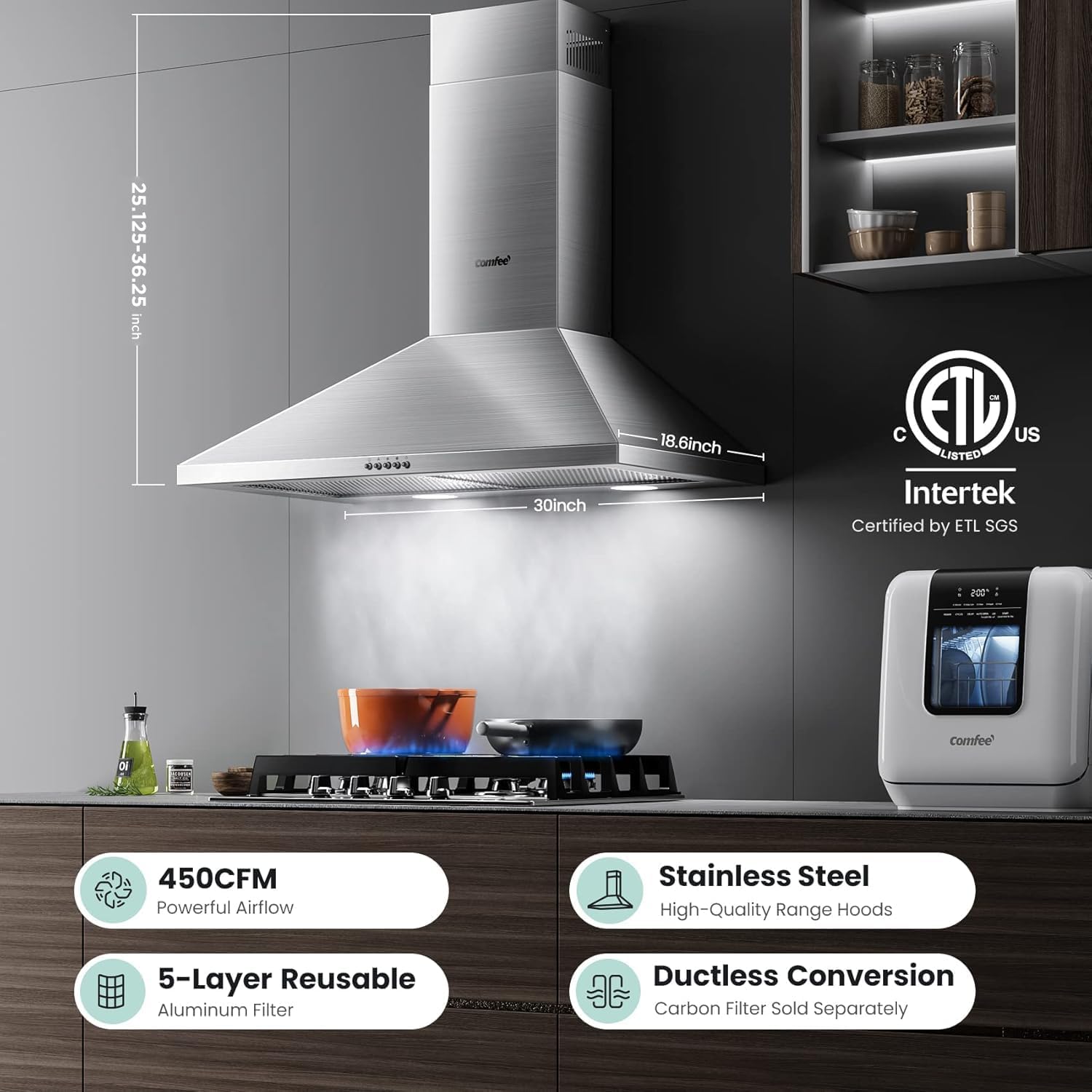 Detalle 2 de COMFEE' Range Hood 30-Inch