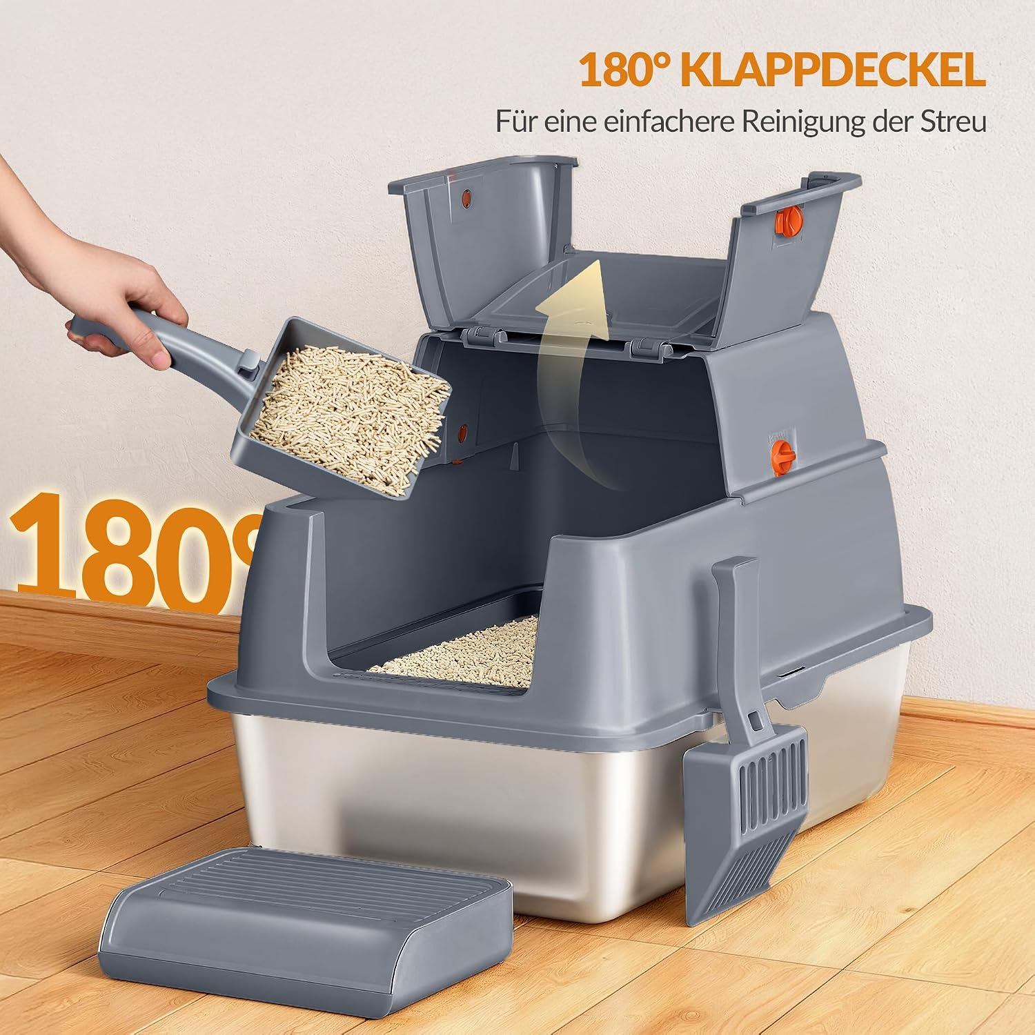 Detalle 2 de Fobyfurny FPLB203SG2 Edelstahl-Katzenklo 61 cm