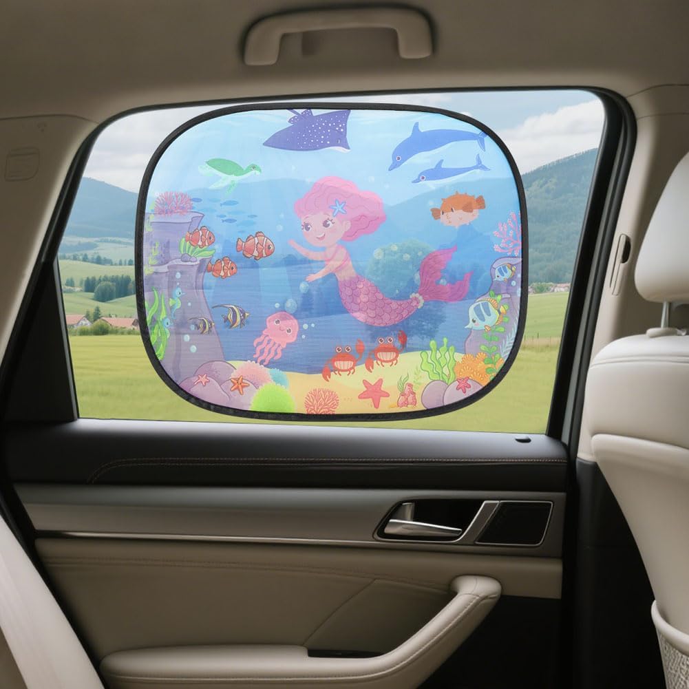 Detalle de URAQT Car Sun Cover (Sirena) – 2 x 44x36 cm Rear Window Sunshades for Babies and Pets