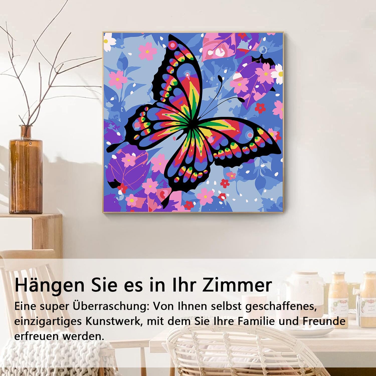 Detalle 2 de Gemartmall Malen nach Zahlen 20x20 cm Schmetterling