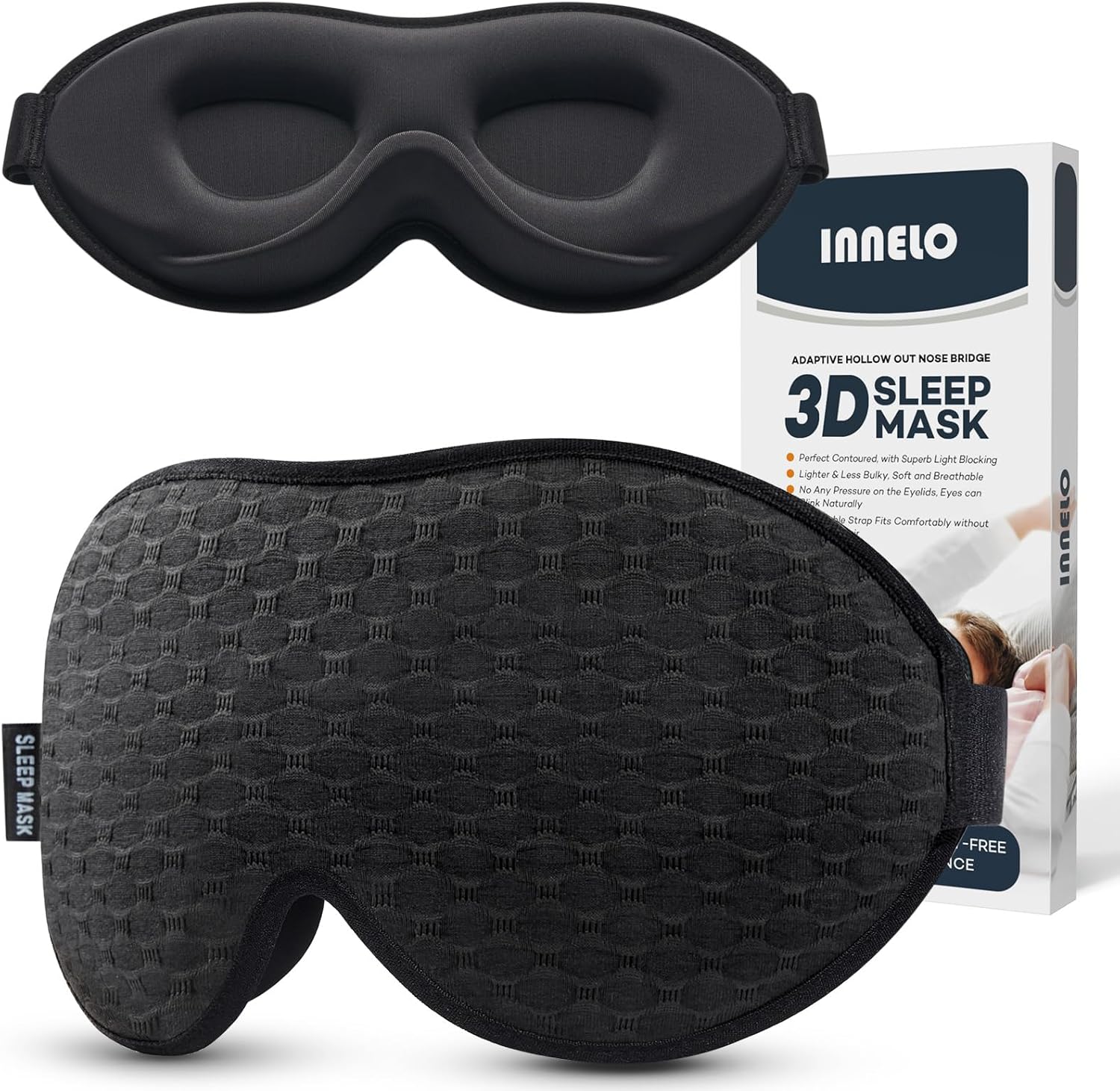 Detalle de INNELO 3D-Schlafmaske 100% lichtdicht fĂŒr Reisen đŽ
