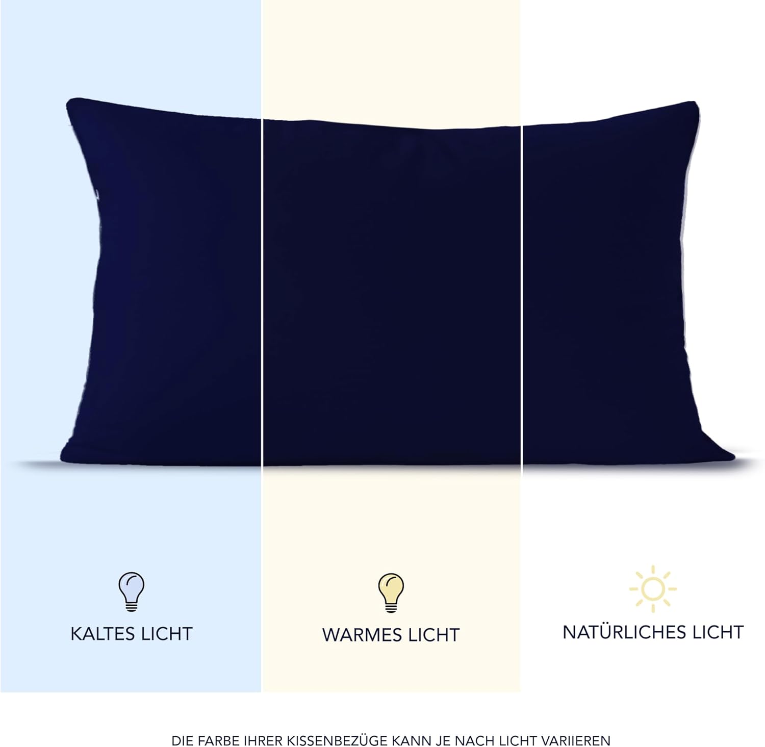 Thumbnail 4 de Dreamzie Kissenbezug 40 x 80 cm (Set mit 2) – 100% Jersey Baumwolle, dunkelblau