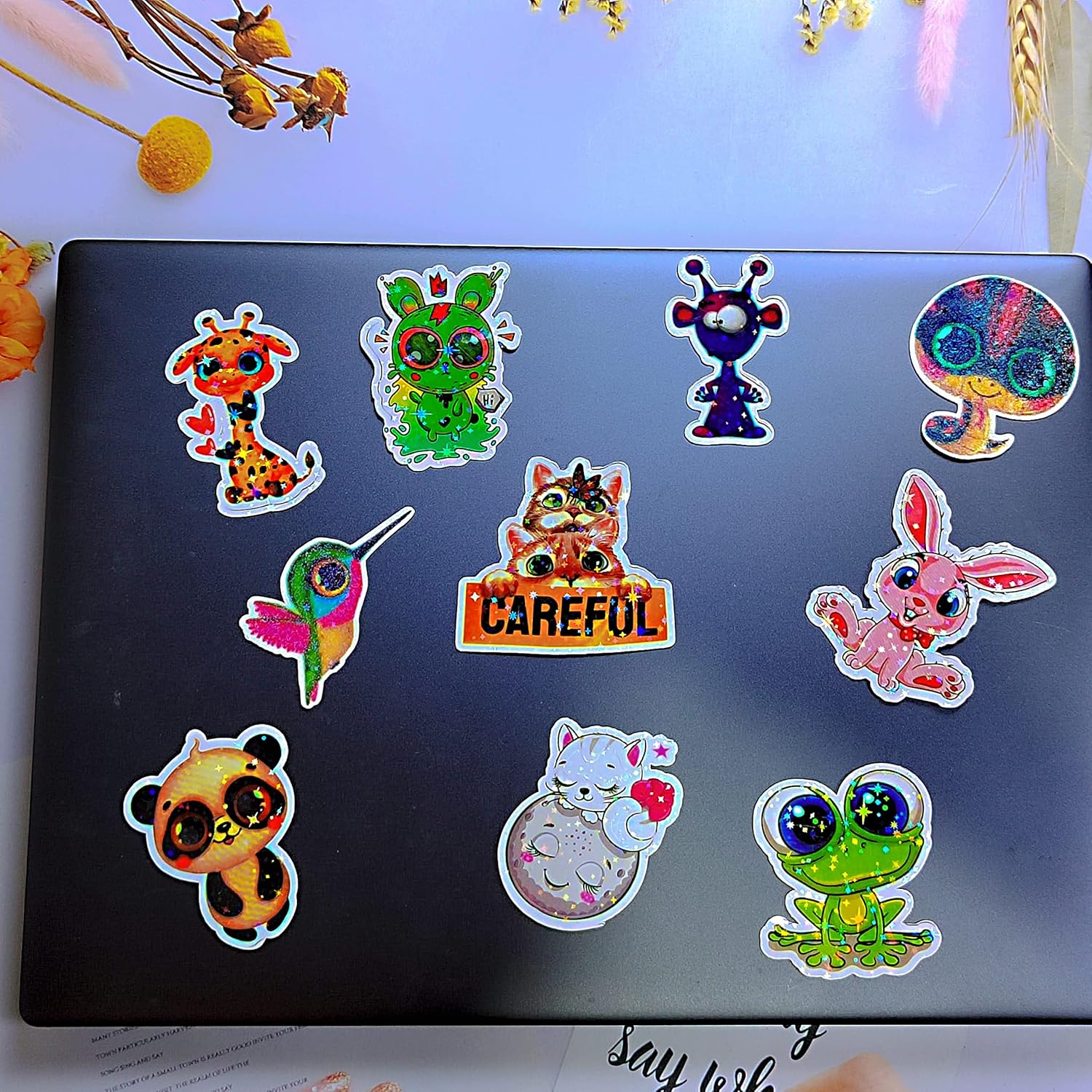 Thumbnail 5 de Holografische Vinyl-Overlay-Aufkleber (32 Blatt, A4, transparent) – 4 Designs gemischt, selbstklebend