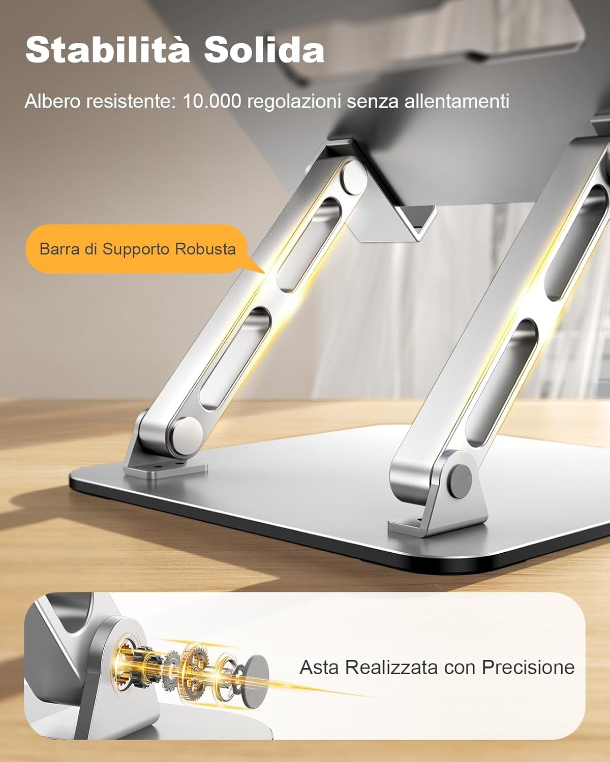 Detalle de Babacom Supporto laptop ergonomico regolabile 10–16"