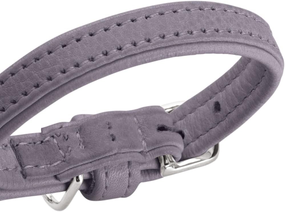 Detalle de Hunter Hundehalsband SOHO MINI Flieder-Grau – Leichtes, fellschonendes Rindsleder für kleine Hunde