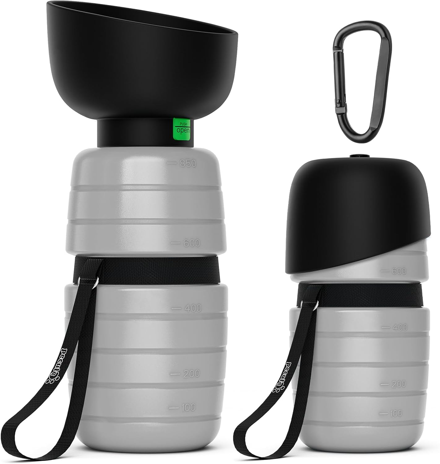 Detalle de Pecute 850ml All-in-One Dog Water Bottle with Foldable Bowl – Leak-Proof, Lightweight & Portable
