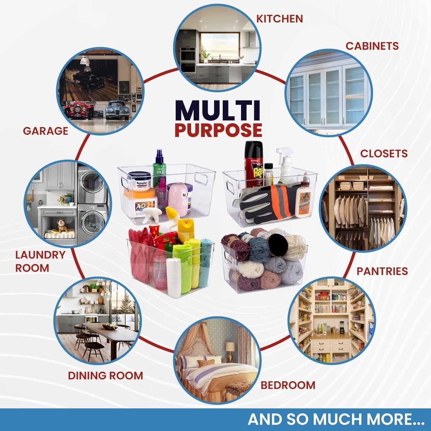 Thumbnail 4 de Clear Plastic Storage Bins with Lids (Set for Kitchen, Pantry & Fridge Organization) — Stackable BPA-Free Containers