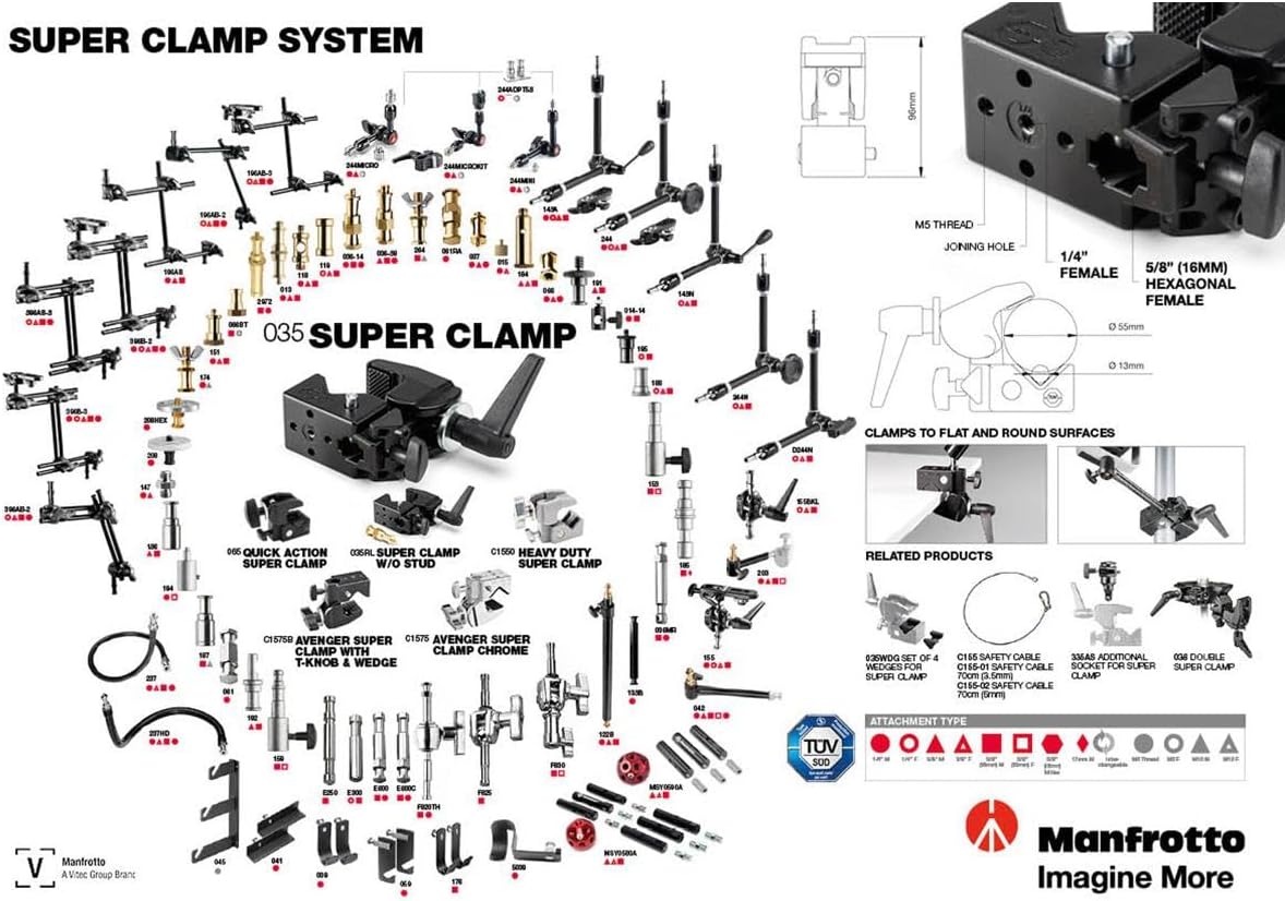 Thumbnail 2 de Manfrotto Super Clamp without Stud (Black Aluminium) – versatile clamp for accessories