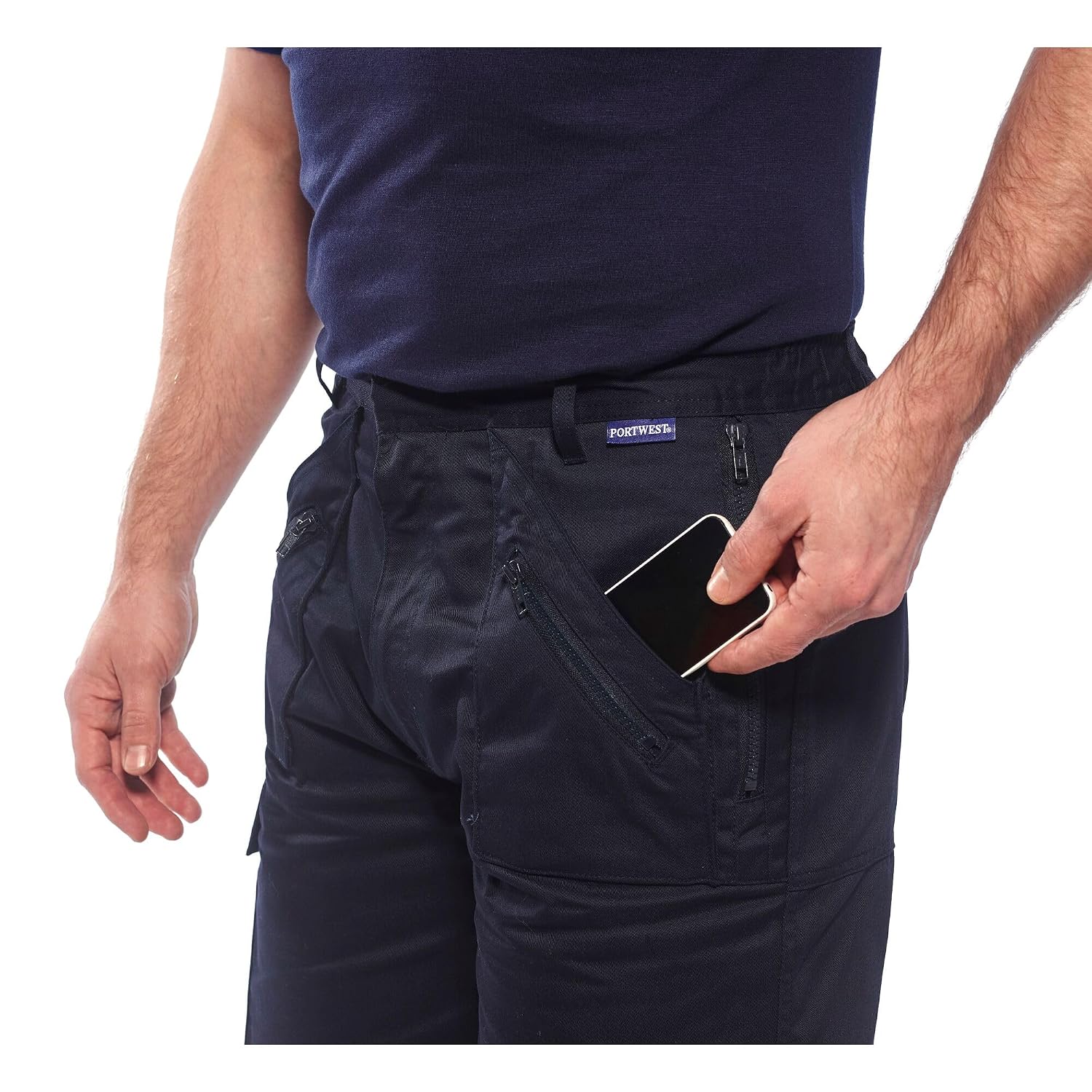 Detalle de Portwest S889 pantaloncini da lavoro elastici di sicurezza blu navy, taglia S