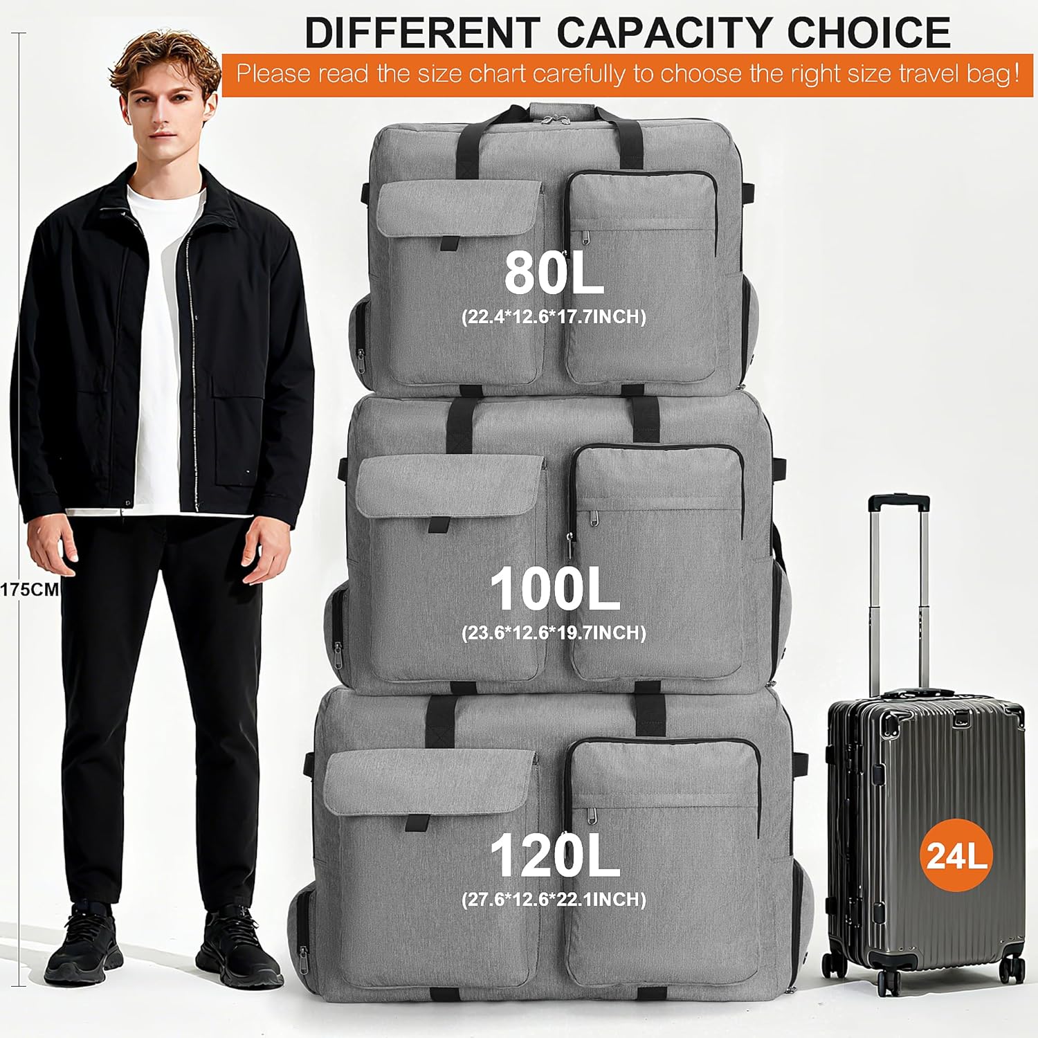 Detalle de Sac de Voyage Pliable 100L avec Compartiment à Chaussures — Léger, Confortable et Multifonction