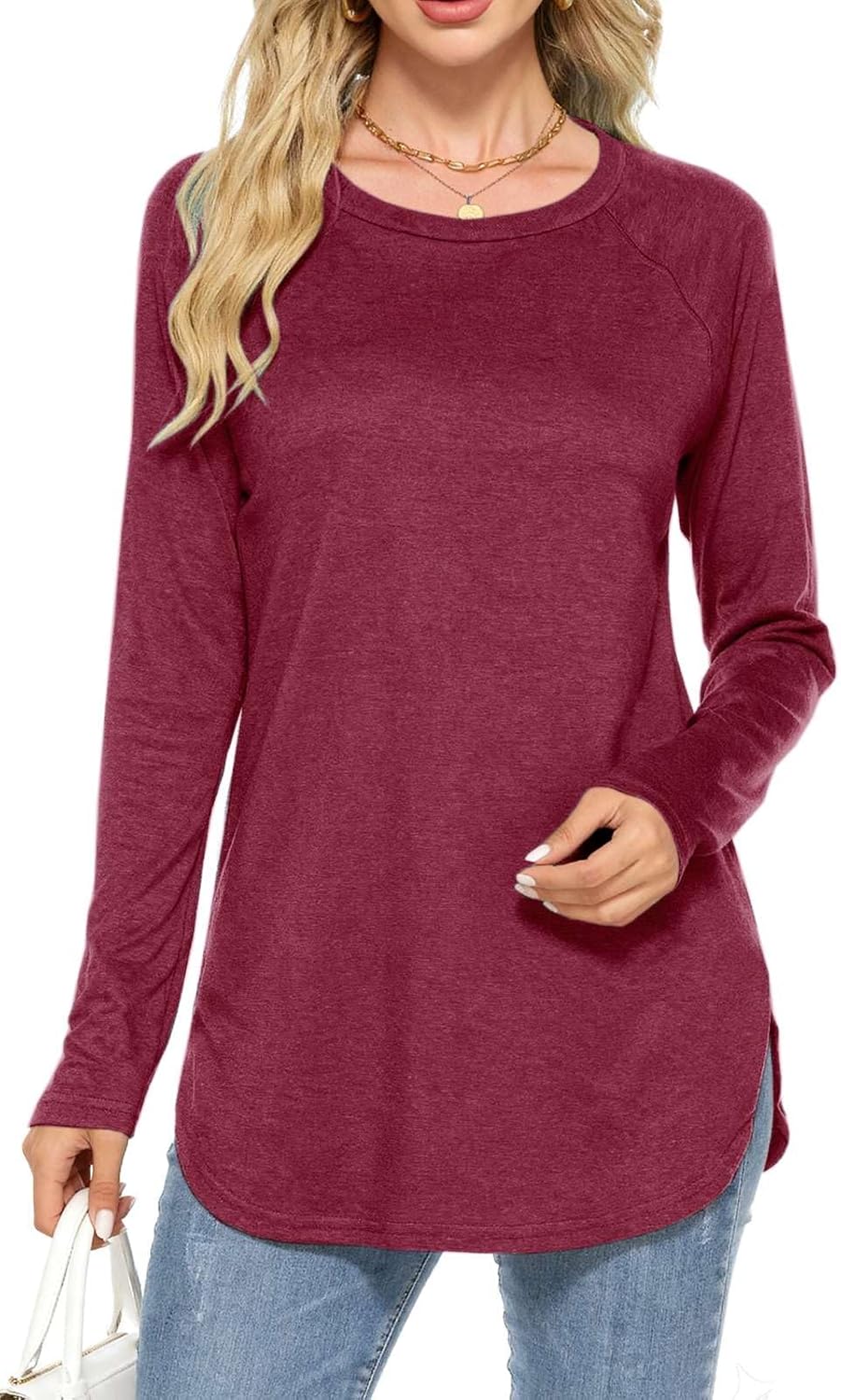 Thumbnail 6 de Teesho Damen Longshirt Langarm Elegant — hochwertiges Baumwollshirt mit Elasthan