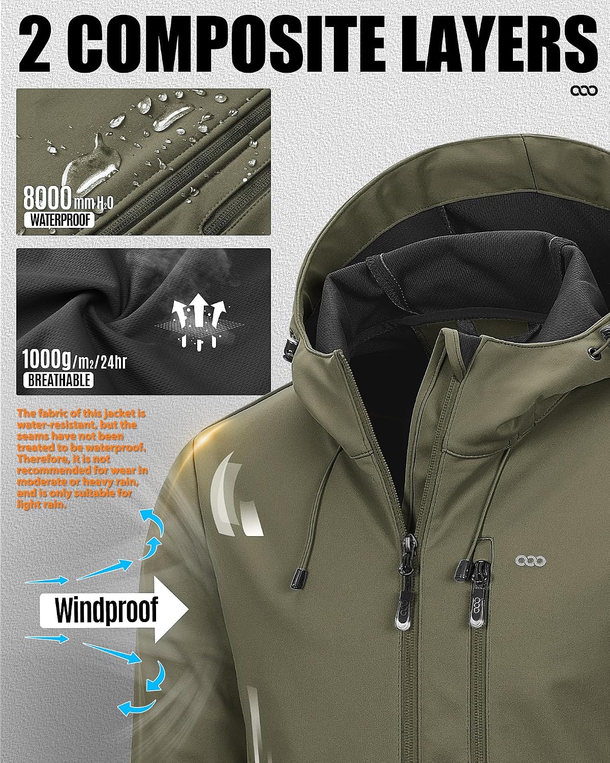 Thumbnail 1 de 33,000ft softshell jacket 8000 mm water resistance