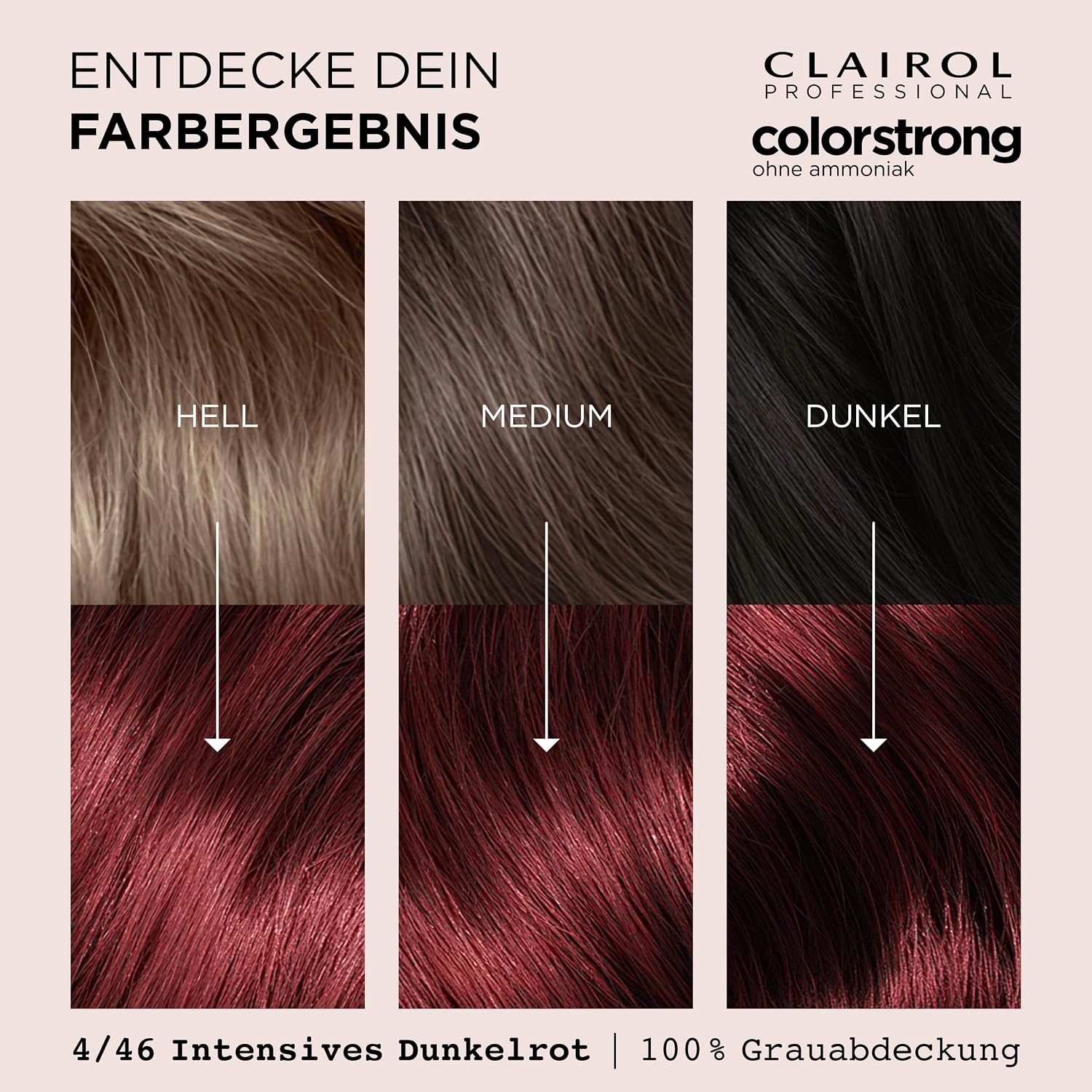 Detalle de CLAIROL PROFESSIONAL colorstrong Dauerhafte Haarfarbe – 4/46 Intensives Dunkelrot (ohne Ammoniak) mit AHA-Bonding-System