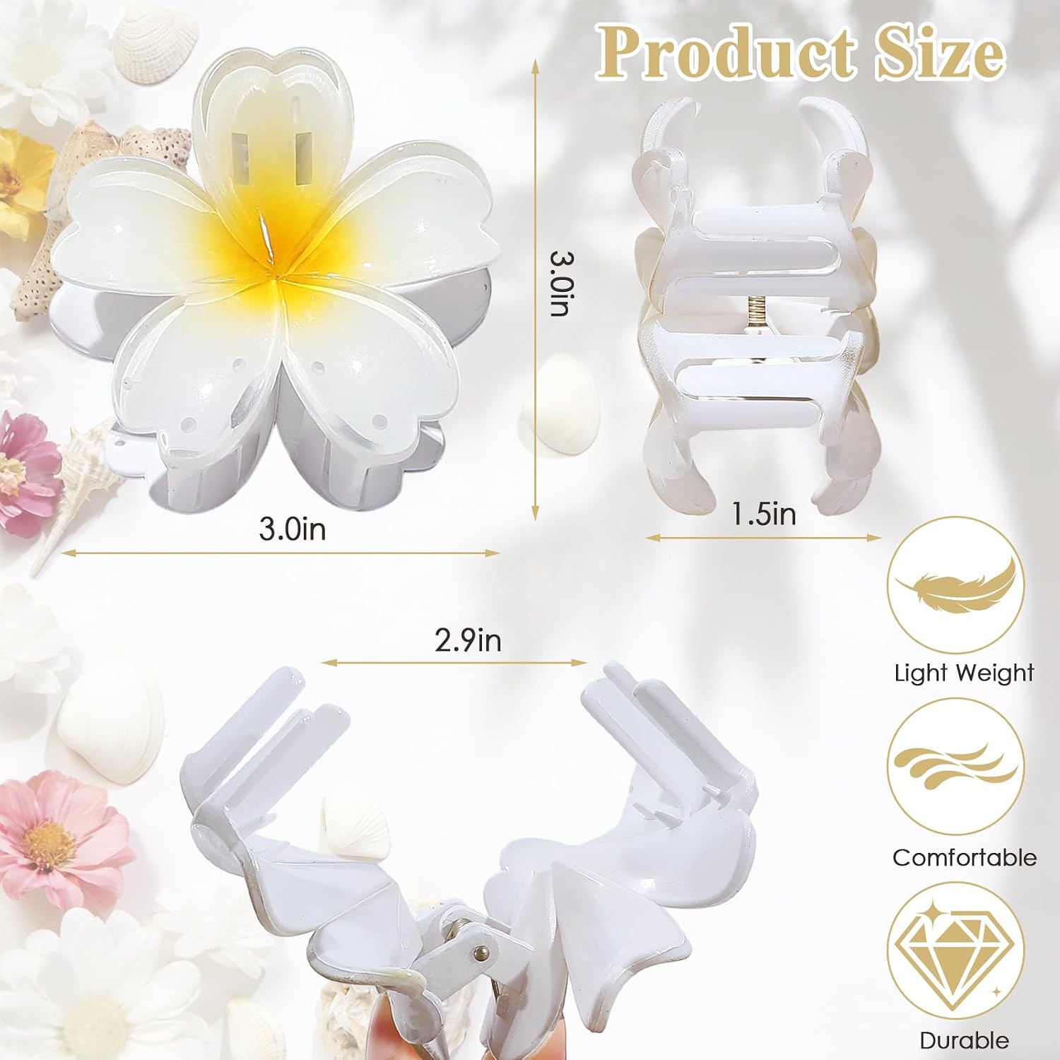 Thumbnail 2 de SMKSL 6-Piece Hawaiian Flower Hair Claw Clips for Women