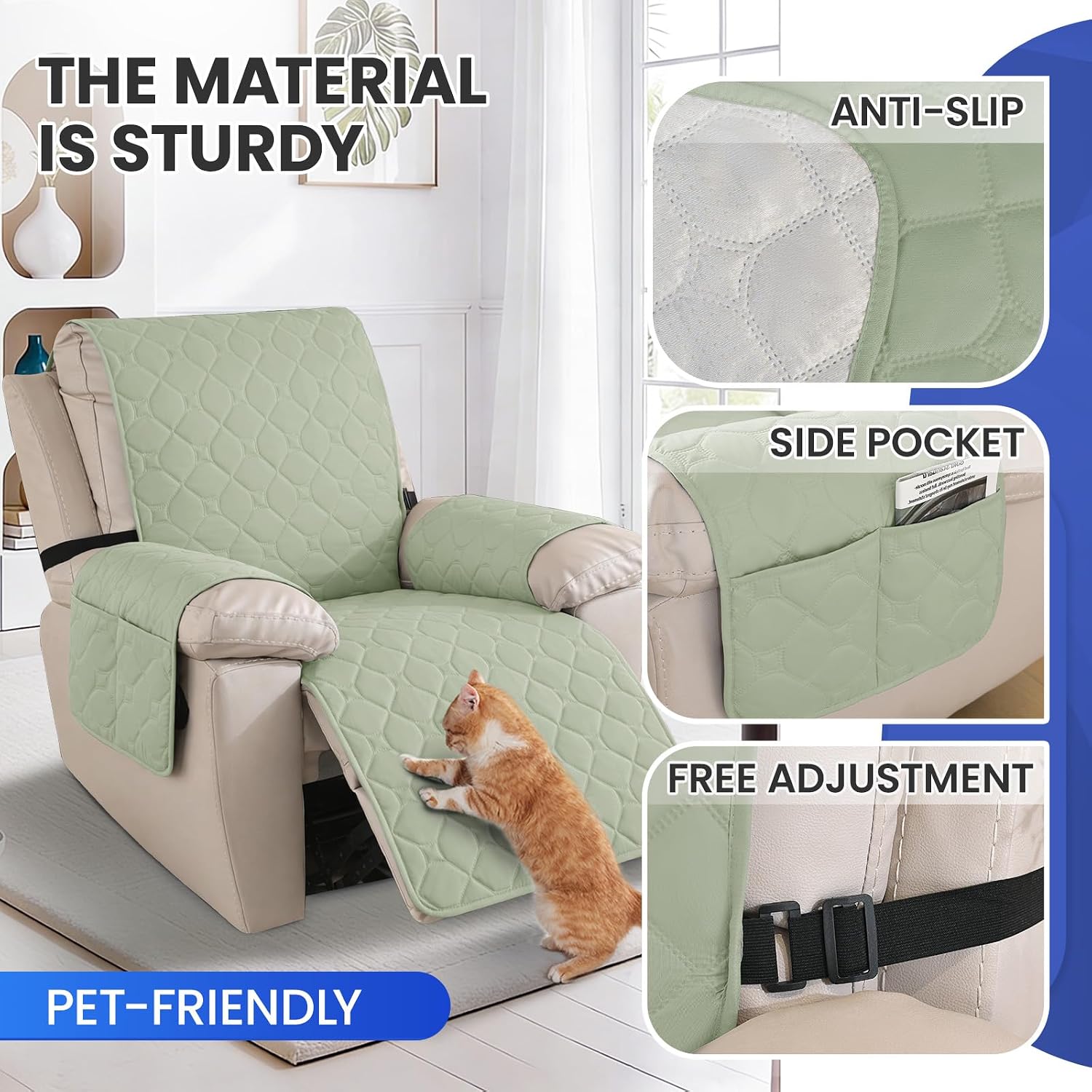 Detalle 2 de Ystyle Housse Fauteuil Relax 100% Étanche Vert menthe