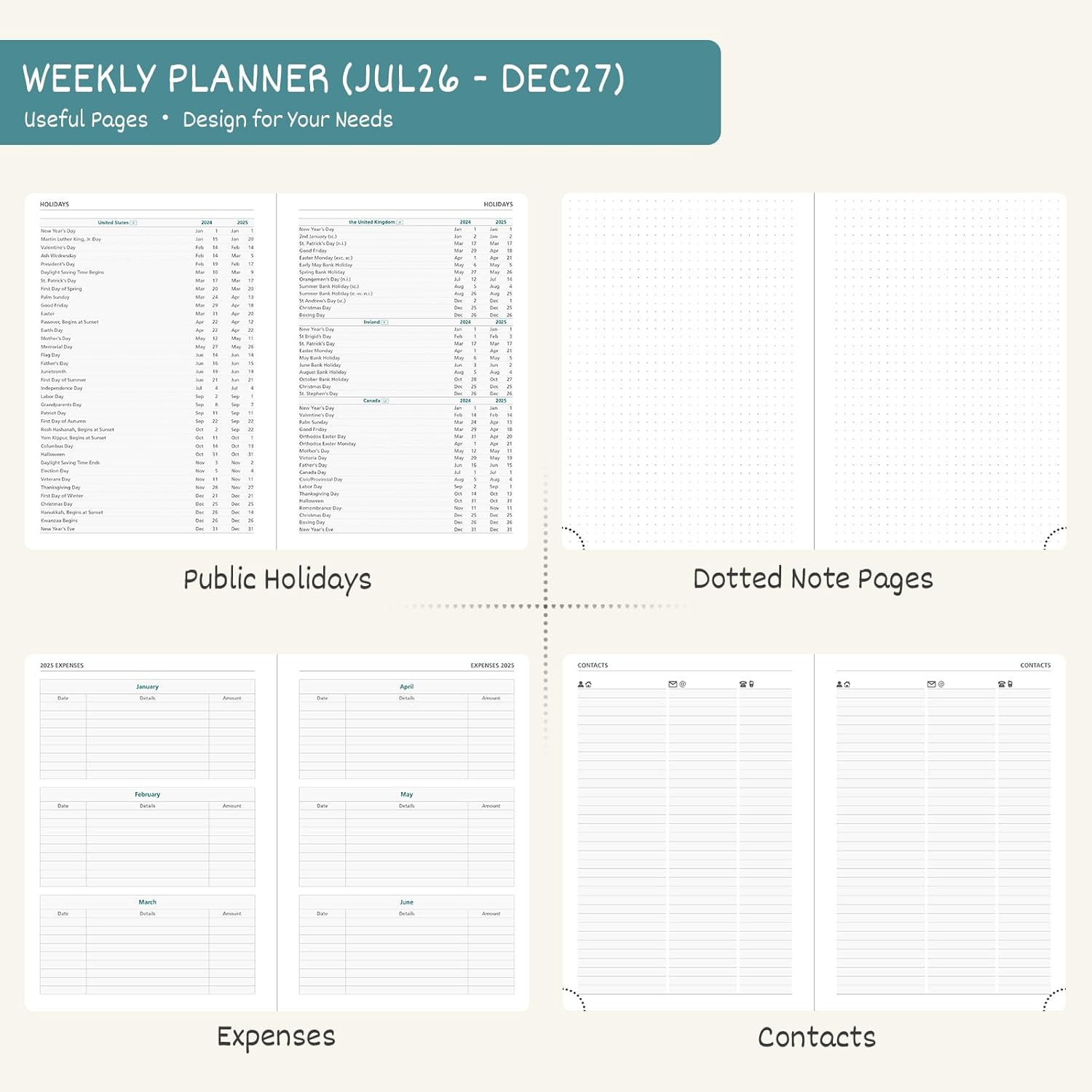 Thumbnail 3 de BEZEND A4 Academic Diary 2026-2027 Week to View: Red PU Leather, 18-Month Planner with Time Slots