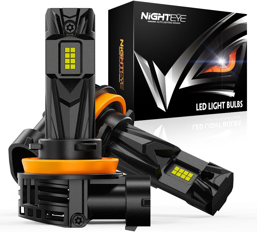NIGHTEYE H11 LED Headlight Bulb (1:1 size) – 6500K cool white, IP68, plug and play, pack of 2