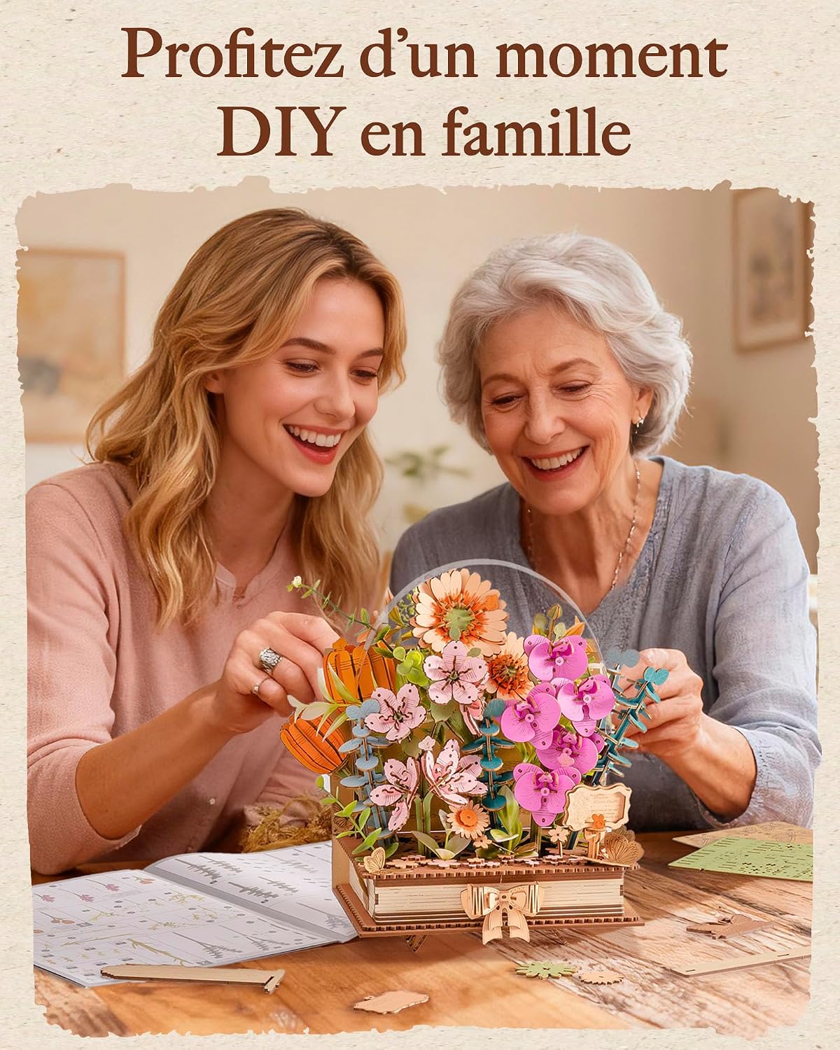 Thumbnail 3 de ROWOOD Puzzle de fleurs en bois 3D – Livre de floraison à monter soi-même