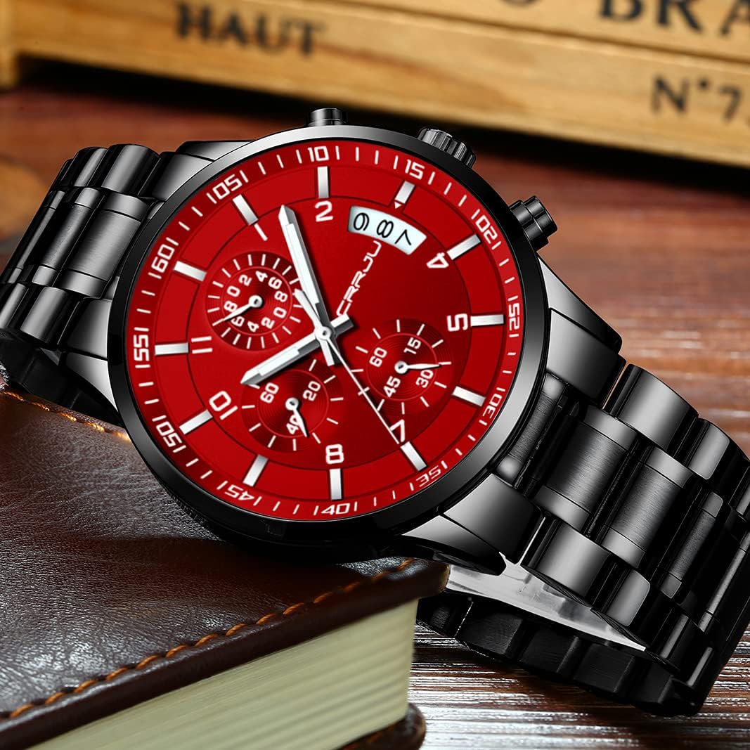 Thumbnail 4 de CRRJU Herren Uhr wasserdichte Chronographenarmbanduhr aus Edelstahl mit Kalender (Quarz)