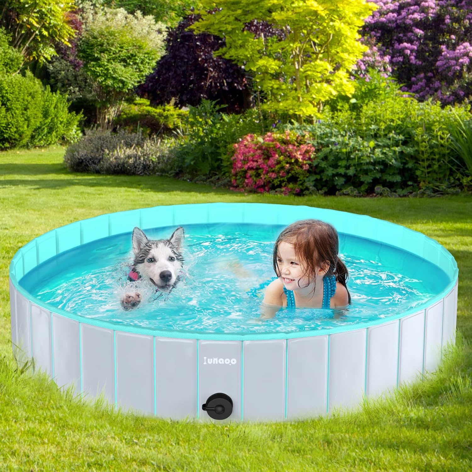 Detalle 2 de Lunaoo Piscina per Cani Grandi Piegevole 80x20 cm – Verde Chiaro, Portatile e Antiscivolo
