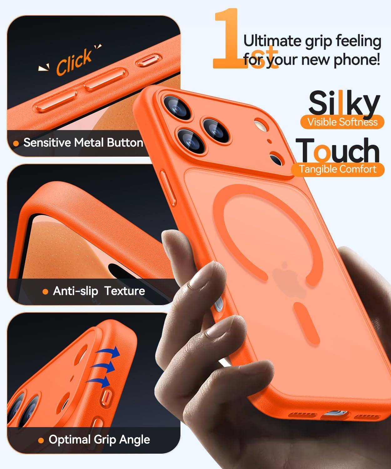 Thumbnail 5 de CANSHN Cover magnetica per iPhone 17 Pro Max (6,9”) compatibile MagSafe, arancione