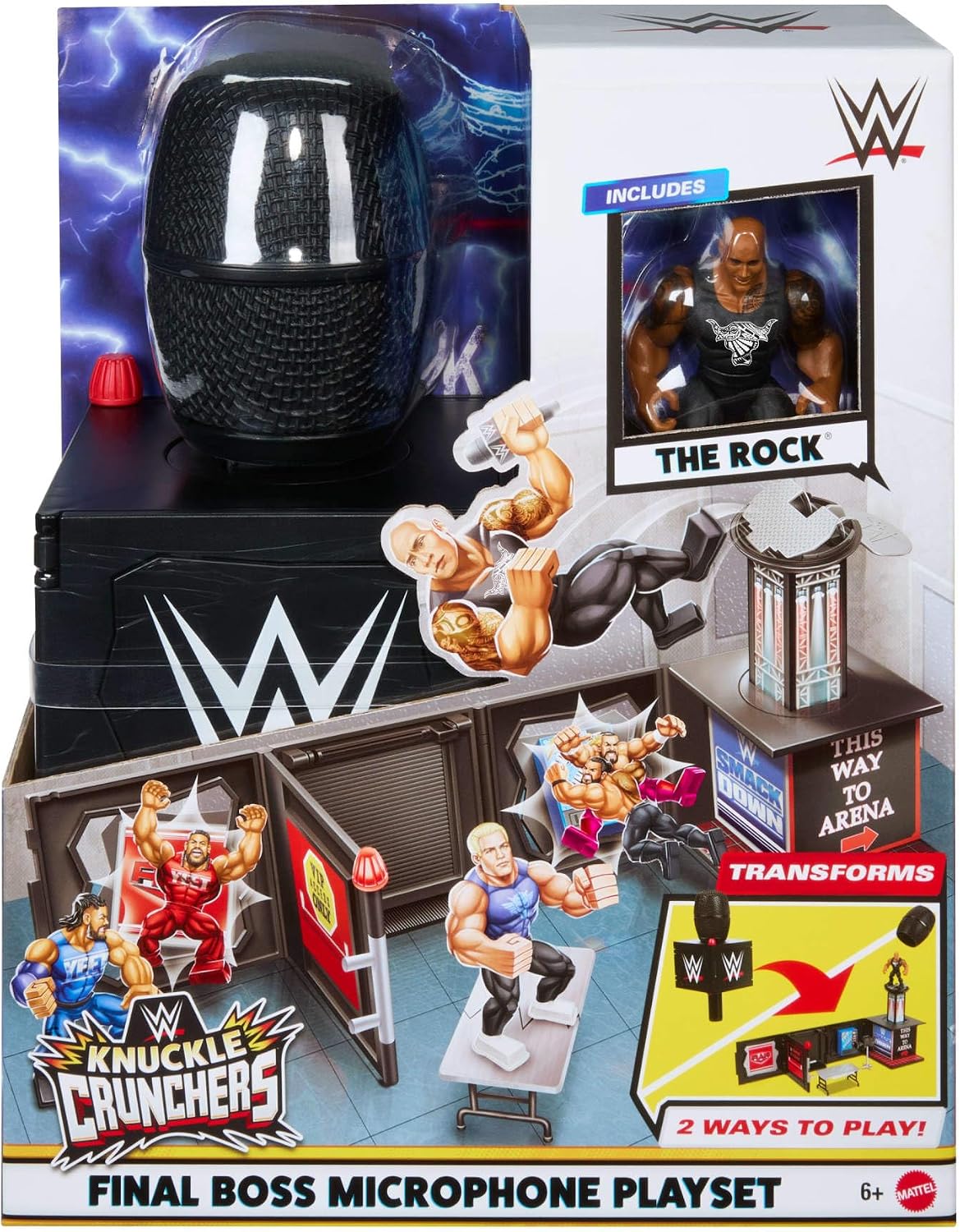 Thumbnail 5 de Coffret Microphone Boss Final Knuckle Crunchers JFX07 avec figurine articulée The Rock (8 cm) et accessoires WWE