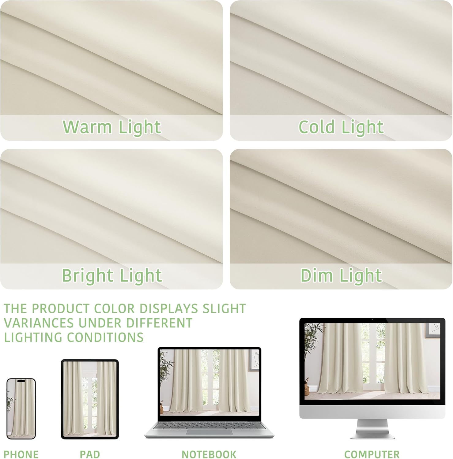 Thumbnail 3 de KGORGE Verdunklungsvorhänge Ösen Schlafzimmer Beige 2er Set 175 x 140 cm – Blickdicht, Thermo, OEKO-GRS-zertifiziert