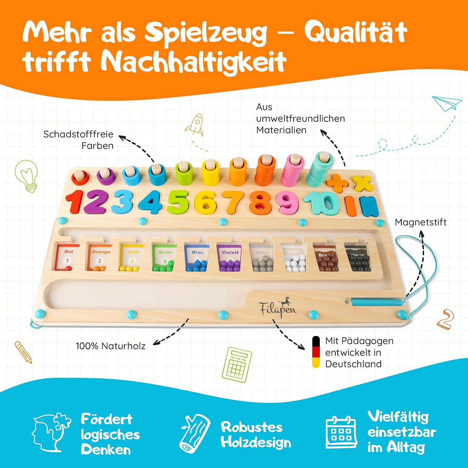 Thumbnail 5 de Filapen Montessori Motorikspielzeug Labyrinth aus Holz