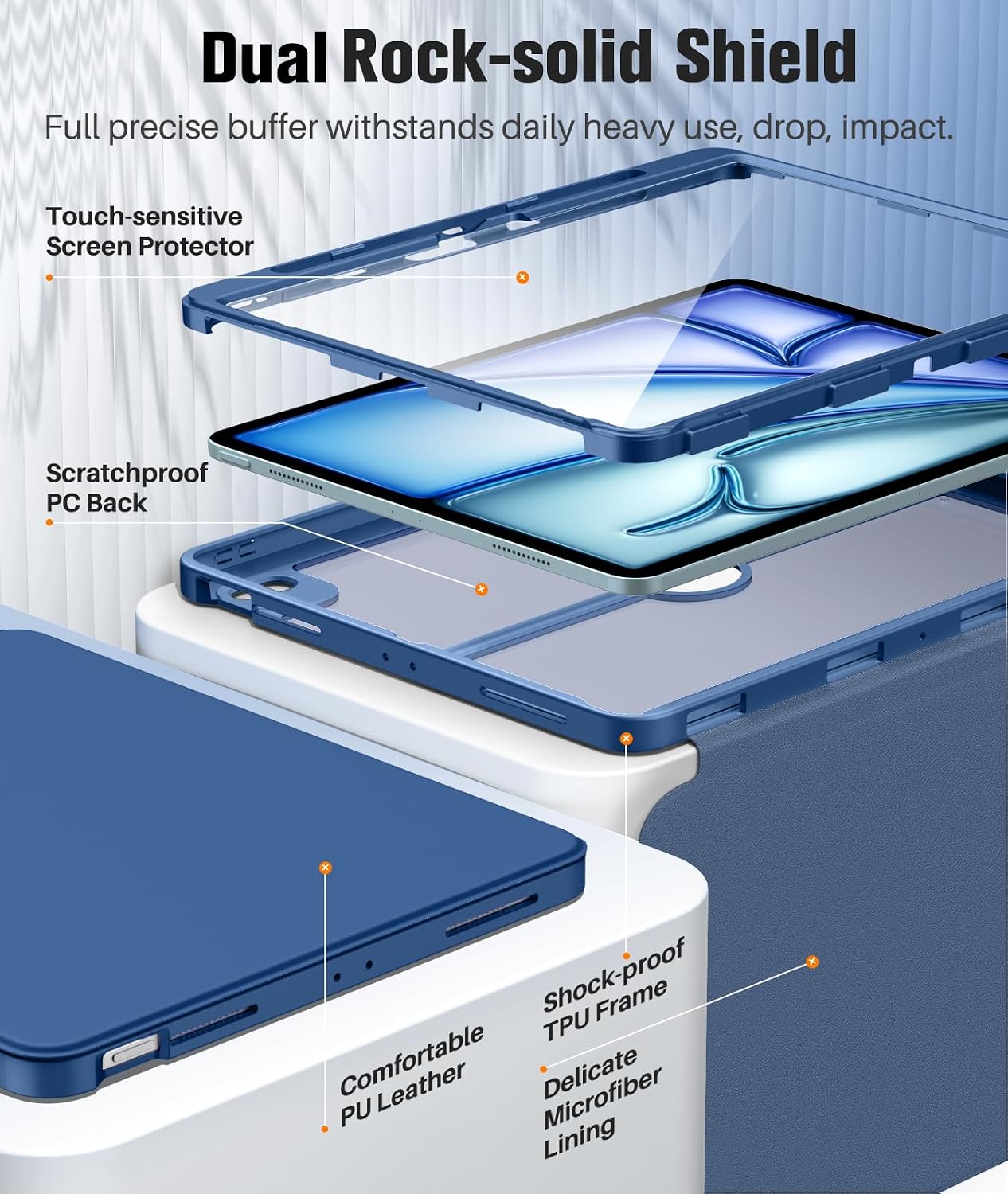 Detalle de MoKo P840401433164 iPad Air 13-Inch Case with Screen Protector and Pencil Holder