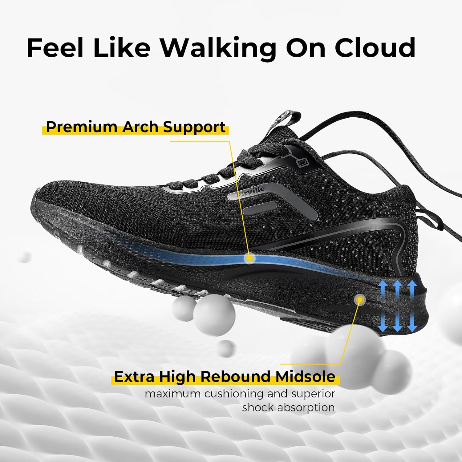 Thumbnail 2 de FitVille Wide Fit Trainers for Men with Arch Support – Lightweight, Breathable Road Running Shoes