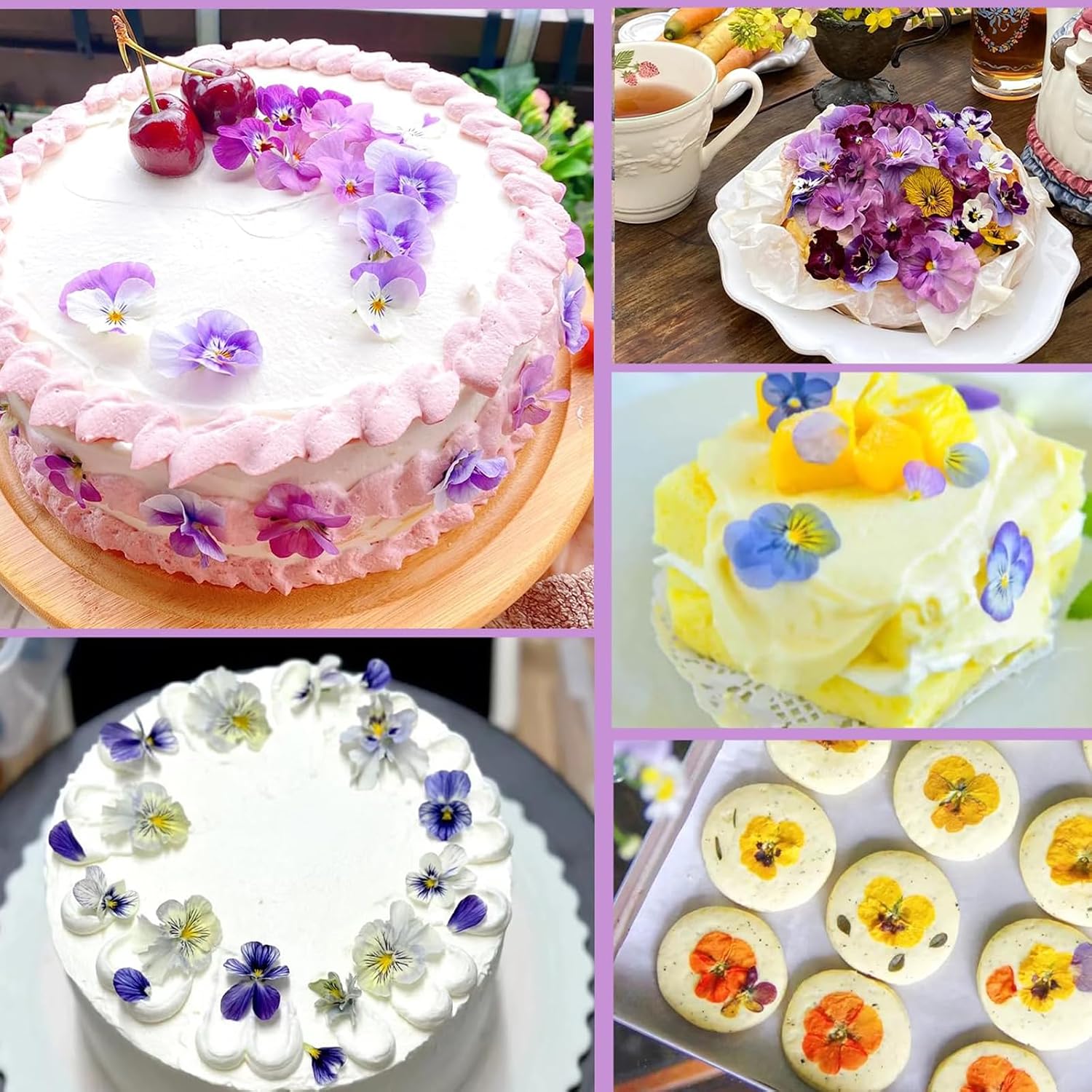 Detalle de Celblisora 40 Stück – Natürlich getrocknete, gepresste Blumen für Kuchenaufleger und DIY-Projekte